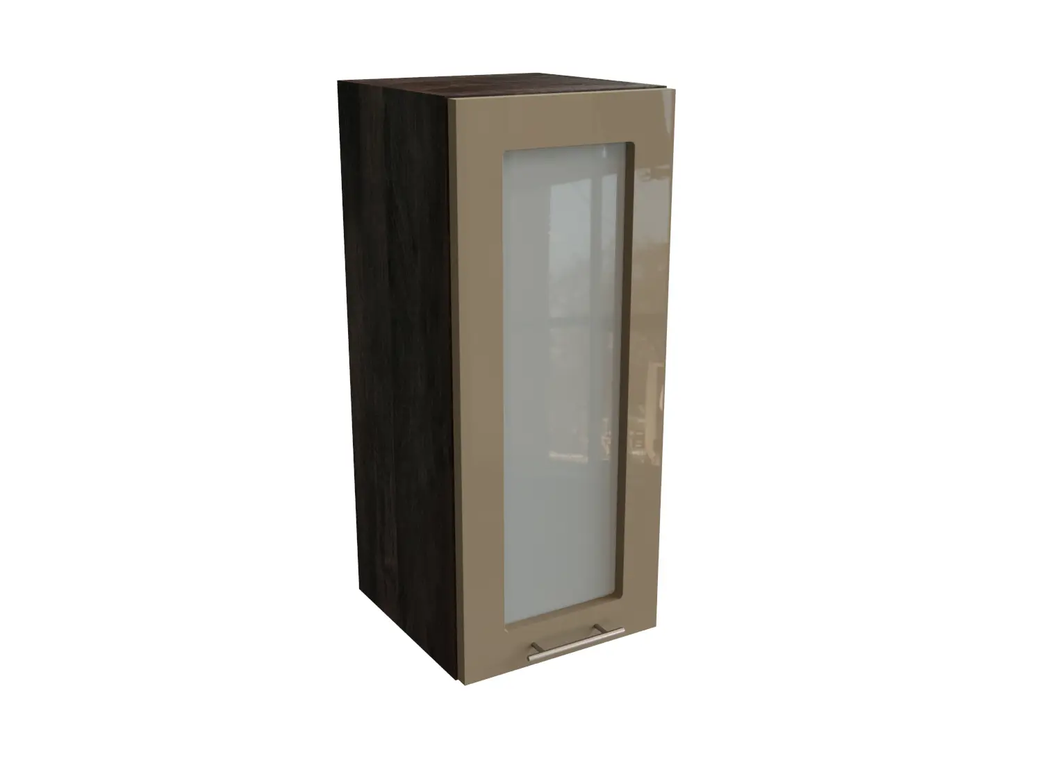 Изображение товара Навесной шкаф МС Валерия 1 дверь со стеклом 30x71.60x31.80 см фасад капучино МДФ каркас дуб ЛДСП Сурская мебель