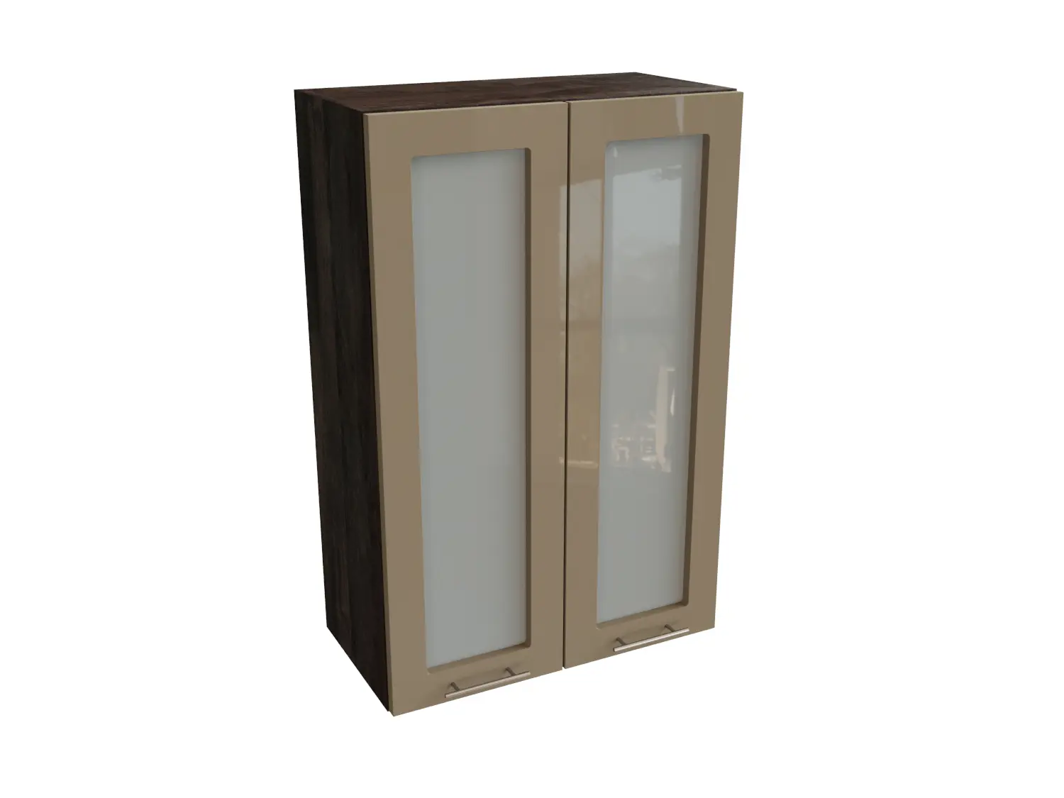 Изображение товара Навесной шкаф МС Валерия 2 дверцы со стеклом 60x92x31.80 см фасад капучино МДФ каркас дуб ЛДСП Сурская мебель