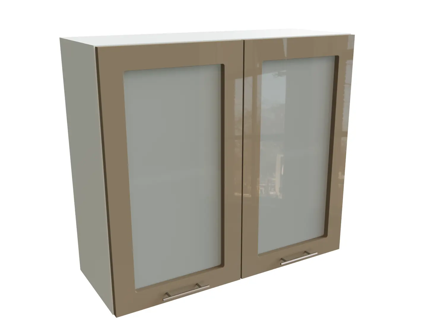 Изображение товара Навесной шкаф МС Валерия 2 дверцы со стеклом 80x71.60x31.80 см фасад капучино МДФ каркас белый ЛДСП Сурская мебель