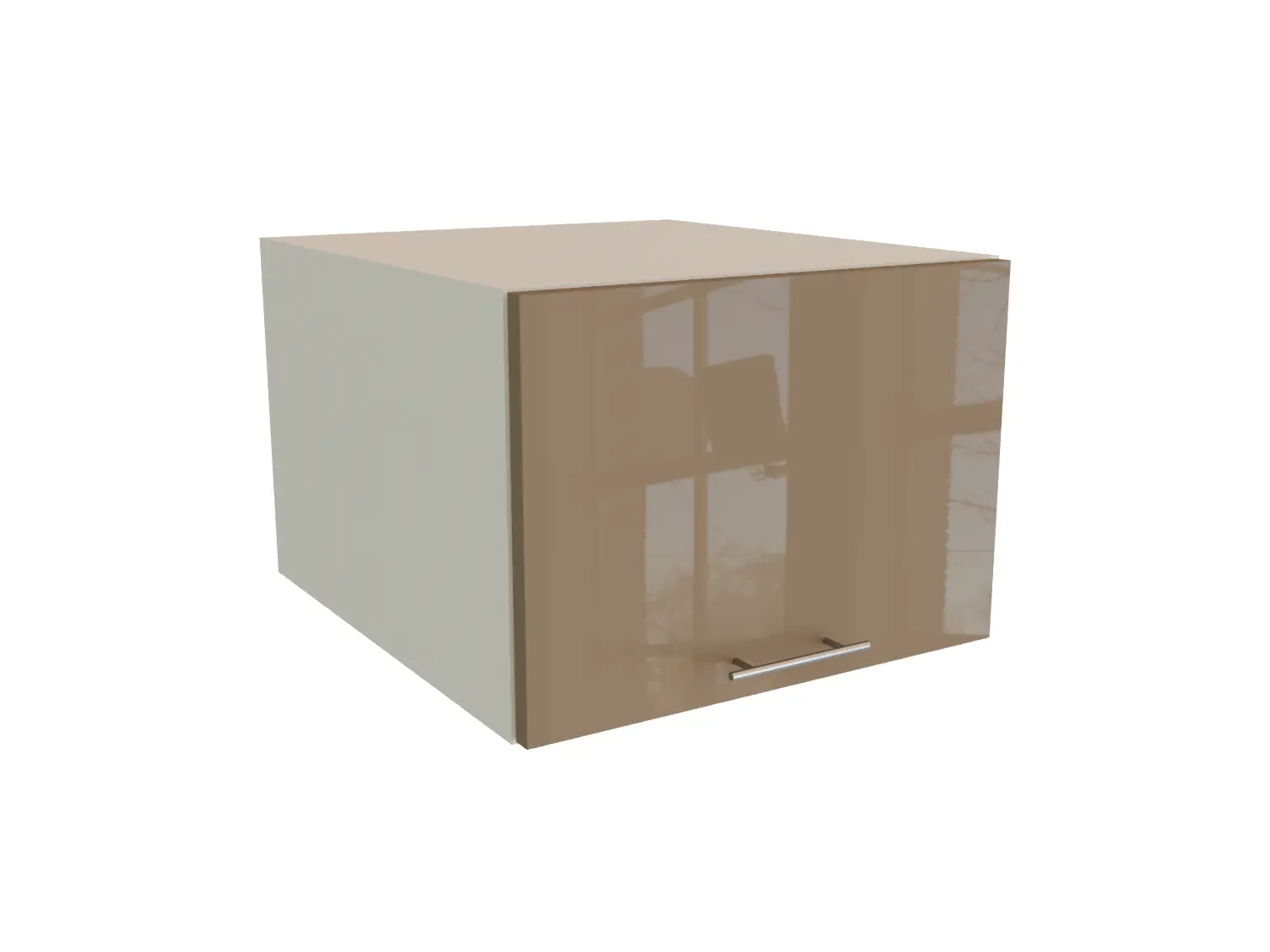 Изображение товара Навесной шкаф МС Валерия верхний горизонтальный 50x35.80x57.40 см фасад капучино МДФ каркас белый ЛДСП Сурская мебель