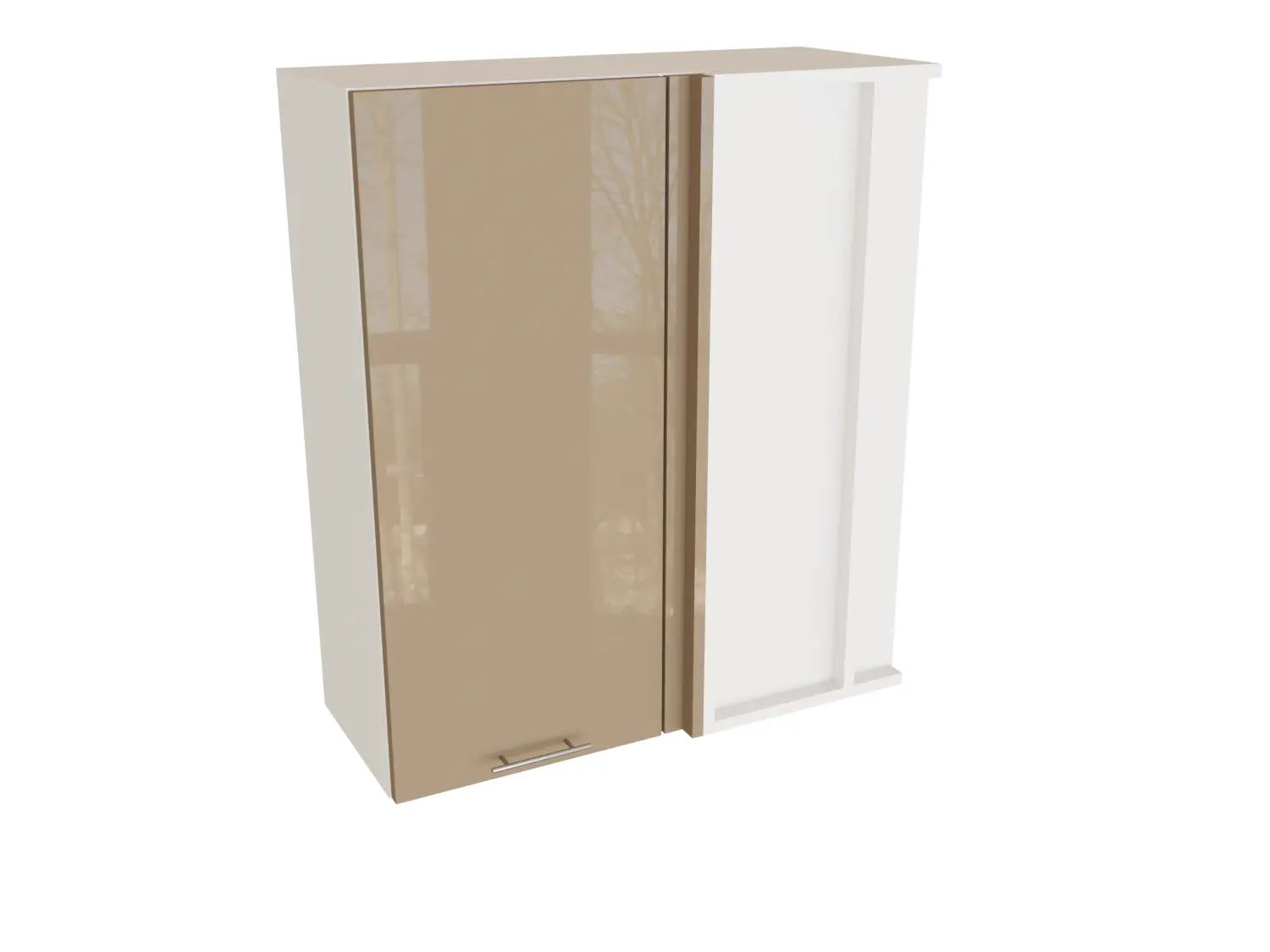 Изображение товара Навесной шкаф МС Валерия 1 дверь 69x92x31.8 см фасад капучино МДФ каркас белый ЛДСП Сурская мебель