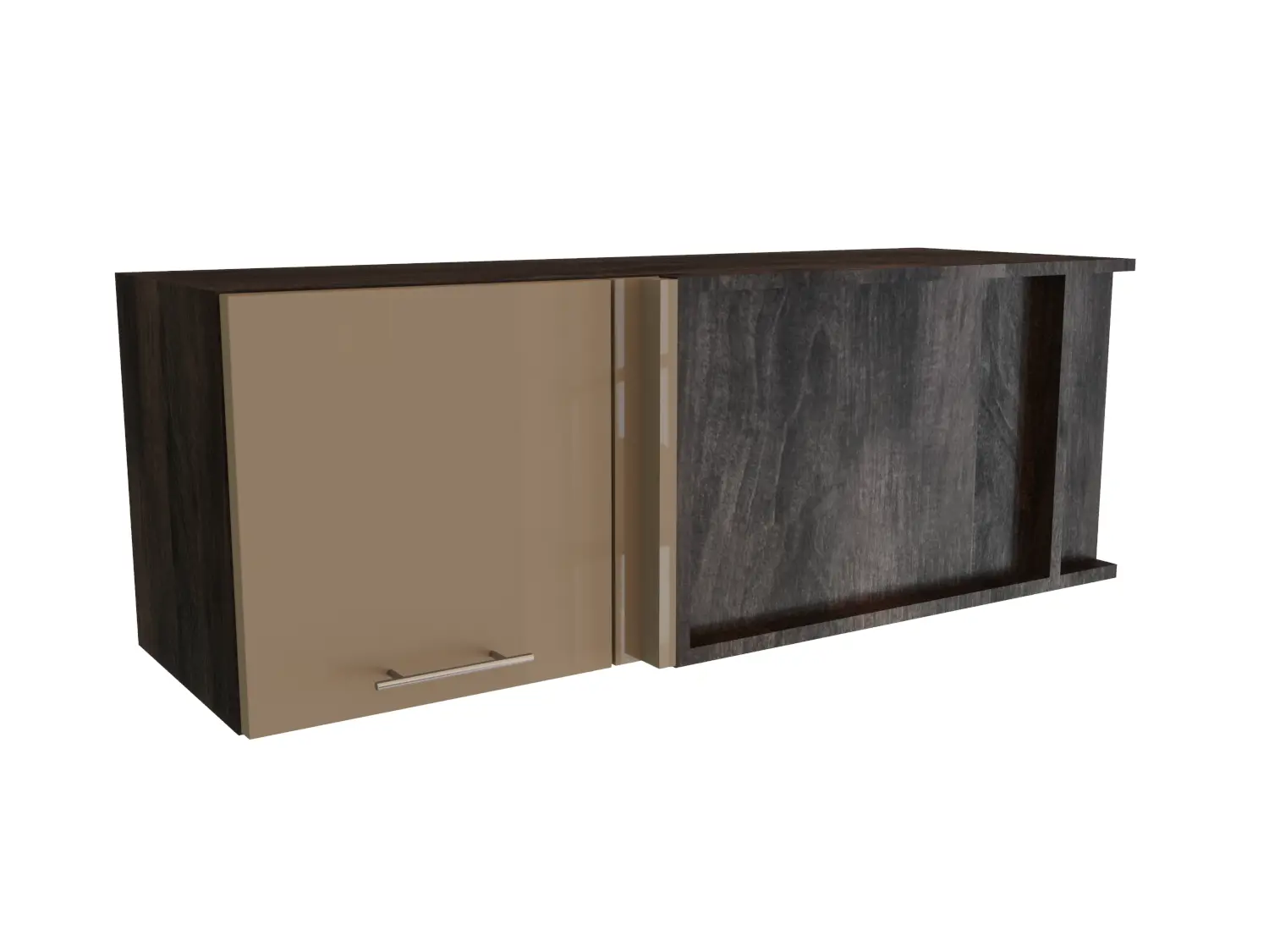 Изображение товара Навесной шкаф МС Валерия 1 дверь 100x35.80x65 см фасад капучино МДФ каркас дуб ЛДСП Сурская мебель