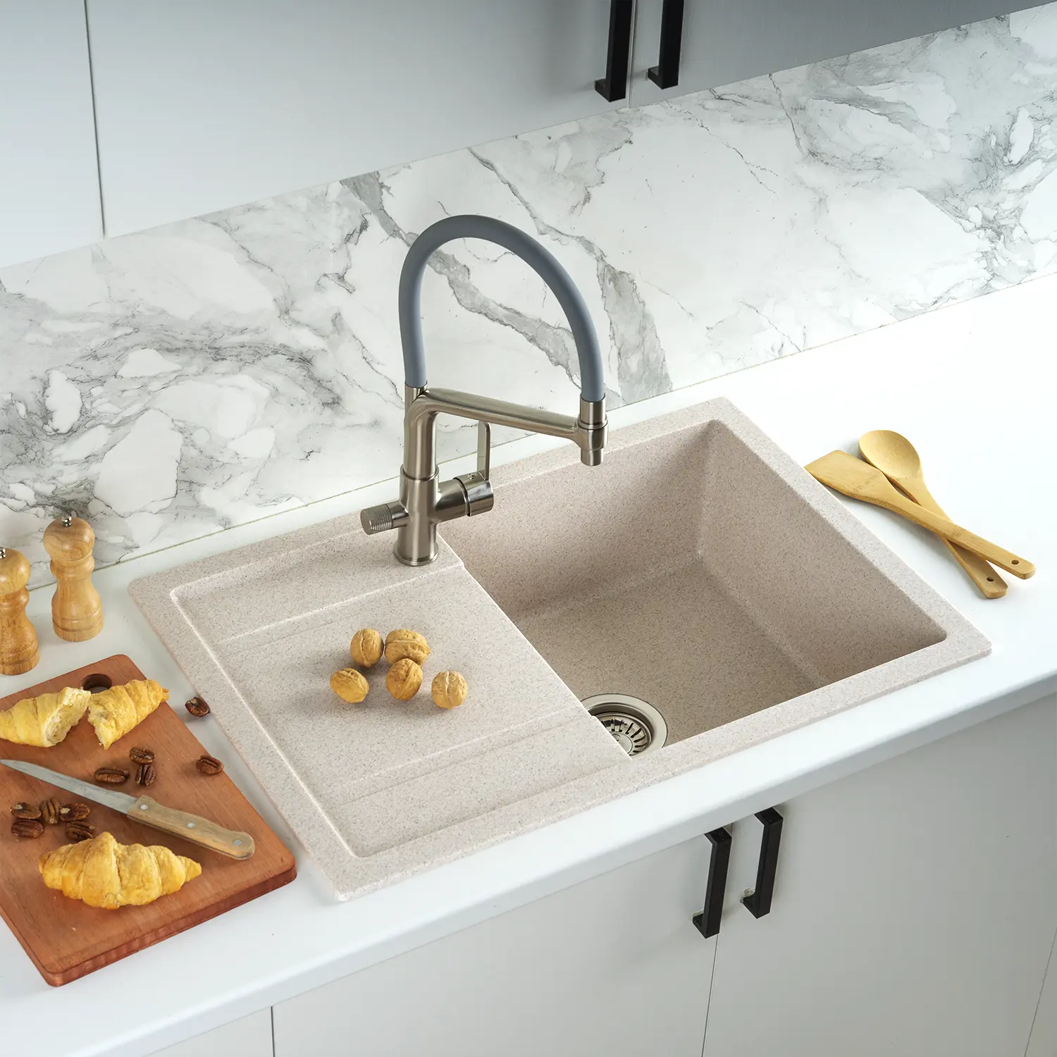 Изображение товара Мойка для кухни из искусственного камня Gerhans B27-20 бежевая 760х510мм