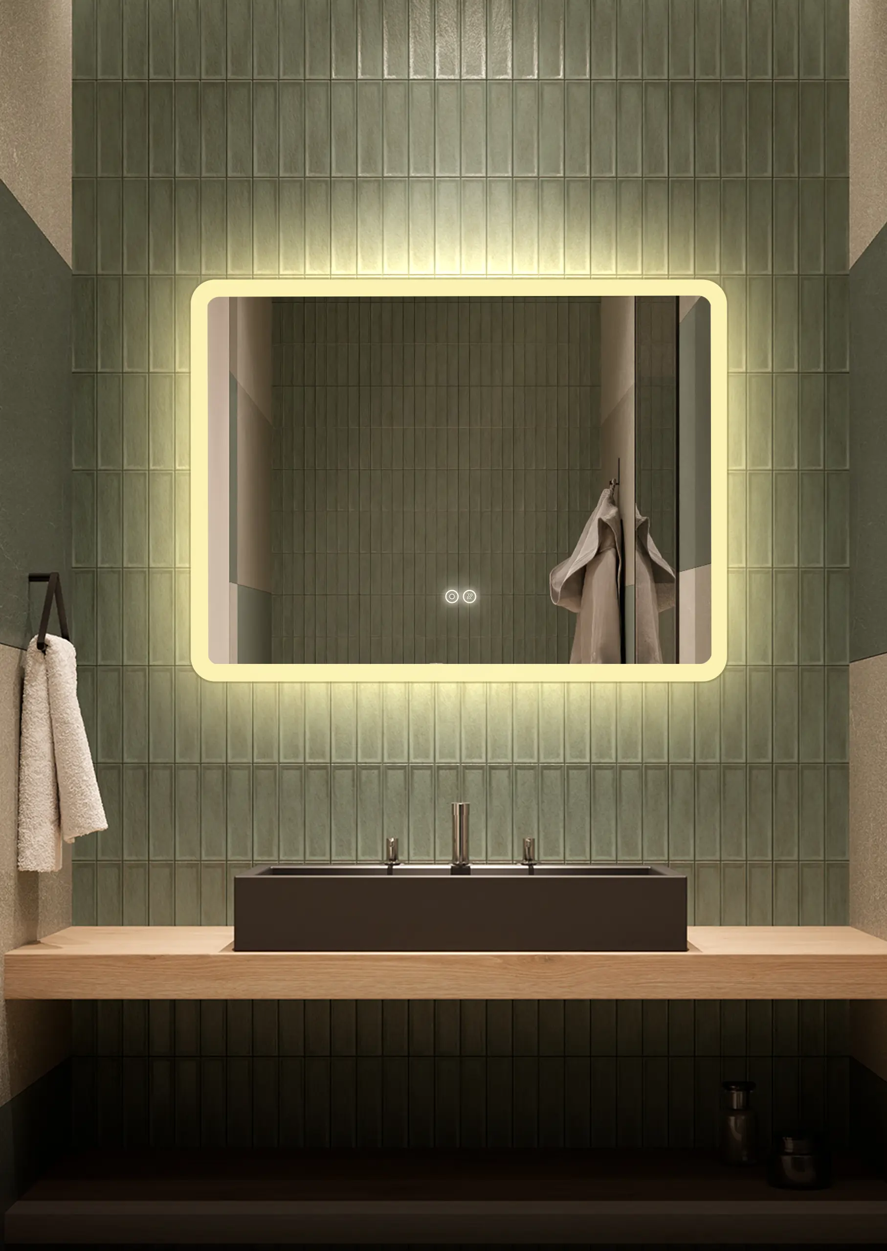 Изображение товара Зеркало для ванной Alfa mirrors сенсорное управление антизапотевание Di-86At с подсветкой 80x60см