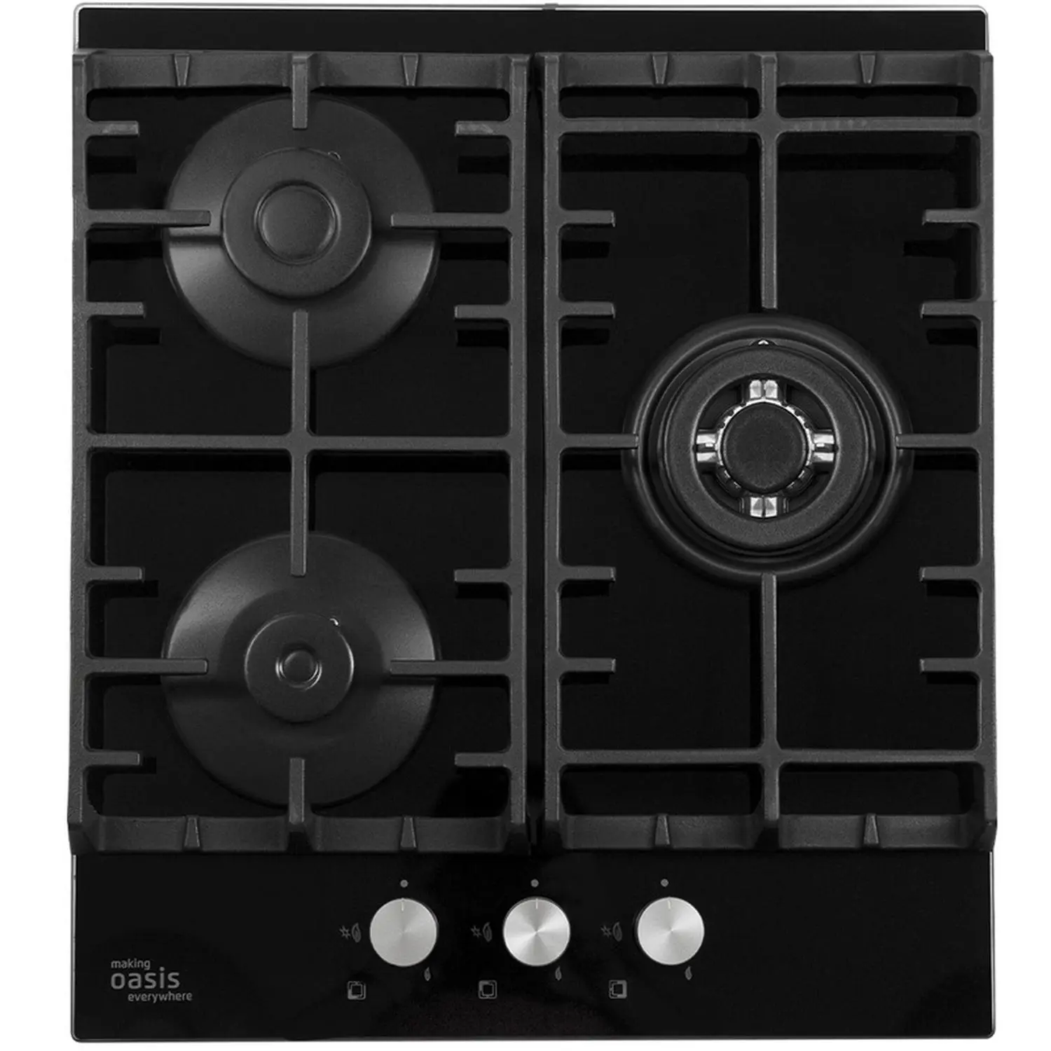Изображение товара Встраиваемая газовая варочная панель Oasis P-3gbt 46 см 3 конфорки цвет черный