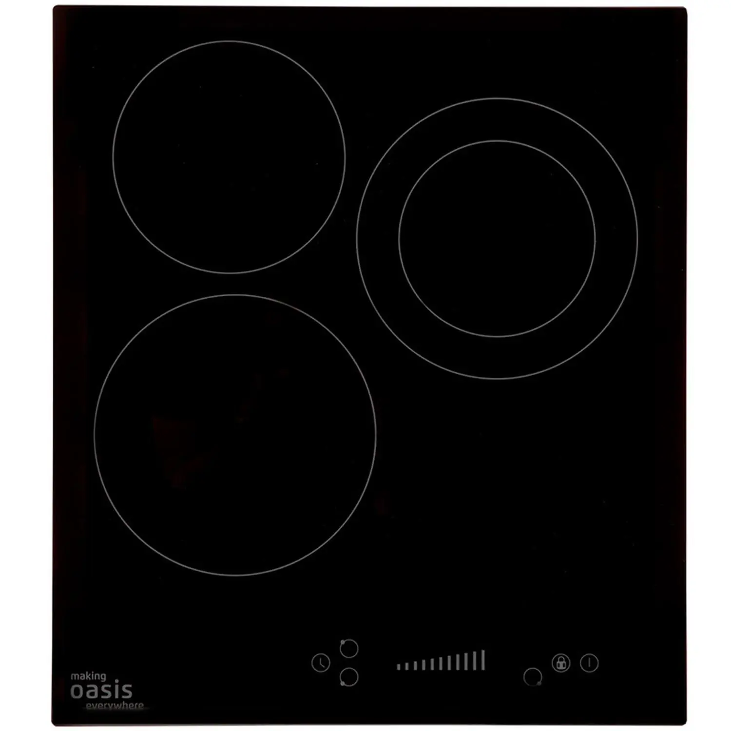 Изображение товара Встраиваемая электрическая варочная панель Oasis P-3SB 45 см 3 конфорки цвет черный
