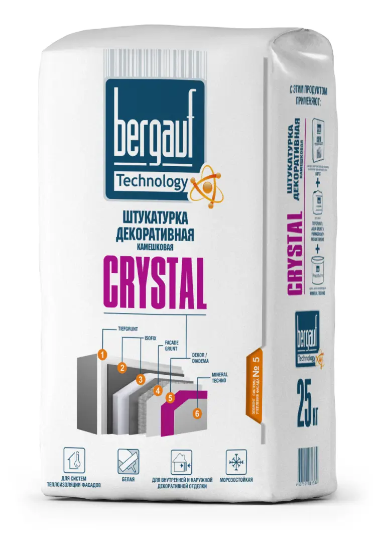 Изображение товара Штукатурка декоративная Bergauf Crystal камешки 2.5 мм 25 кг