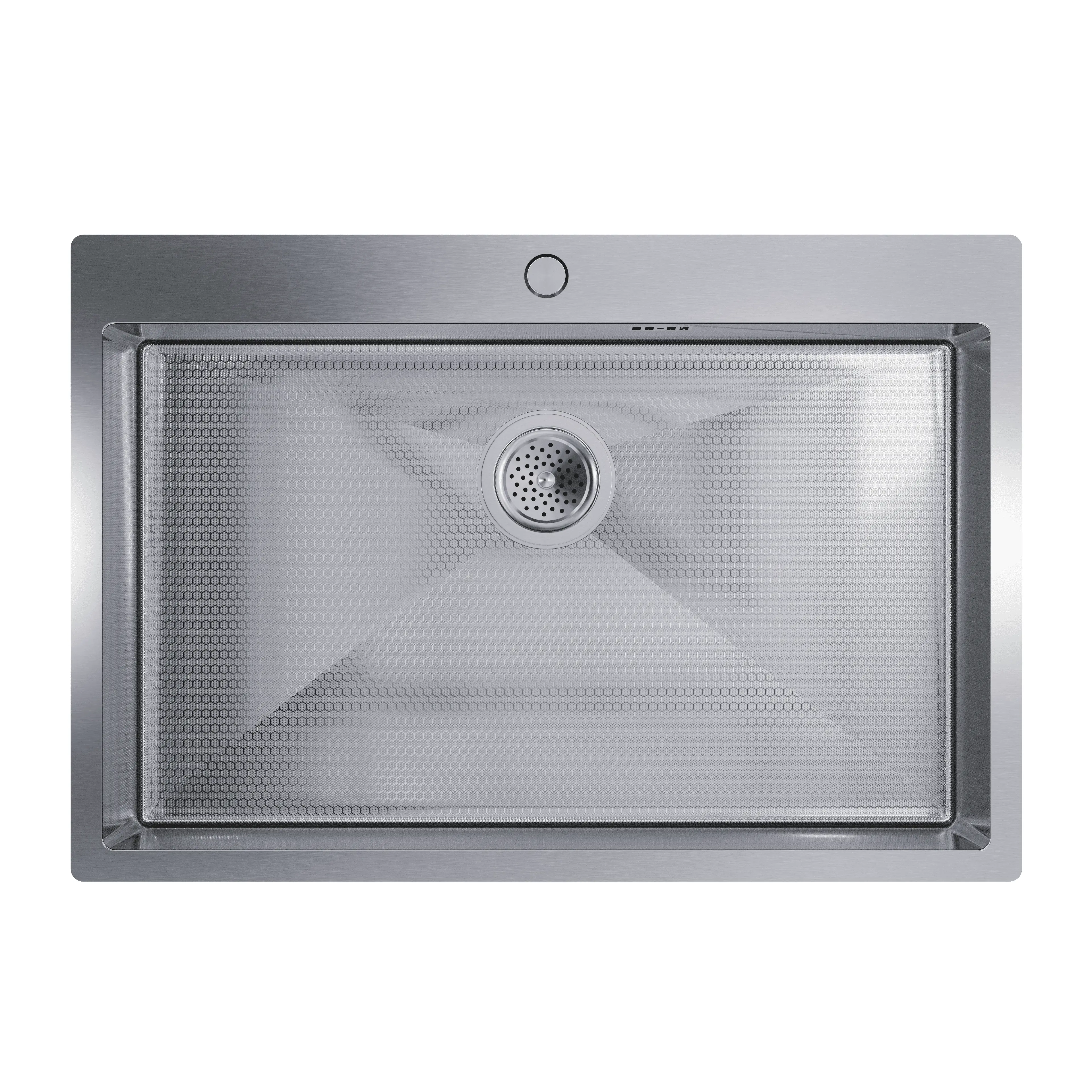 Изображение товара Мойка для кухни врезная Floracio F.7551.SSD 75x51 см глубина чаши 21.5 см нержавеющая сталь цвет нержавеющая сталь