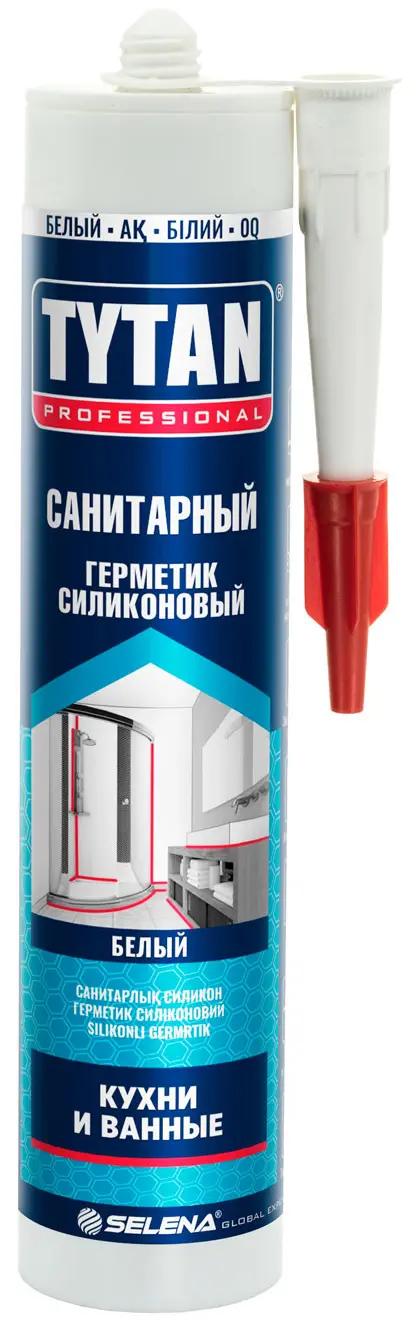 Изображение товара Герметик силиконовый санитарный уксусный белый 280 мл Tytan для ванной и кухни