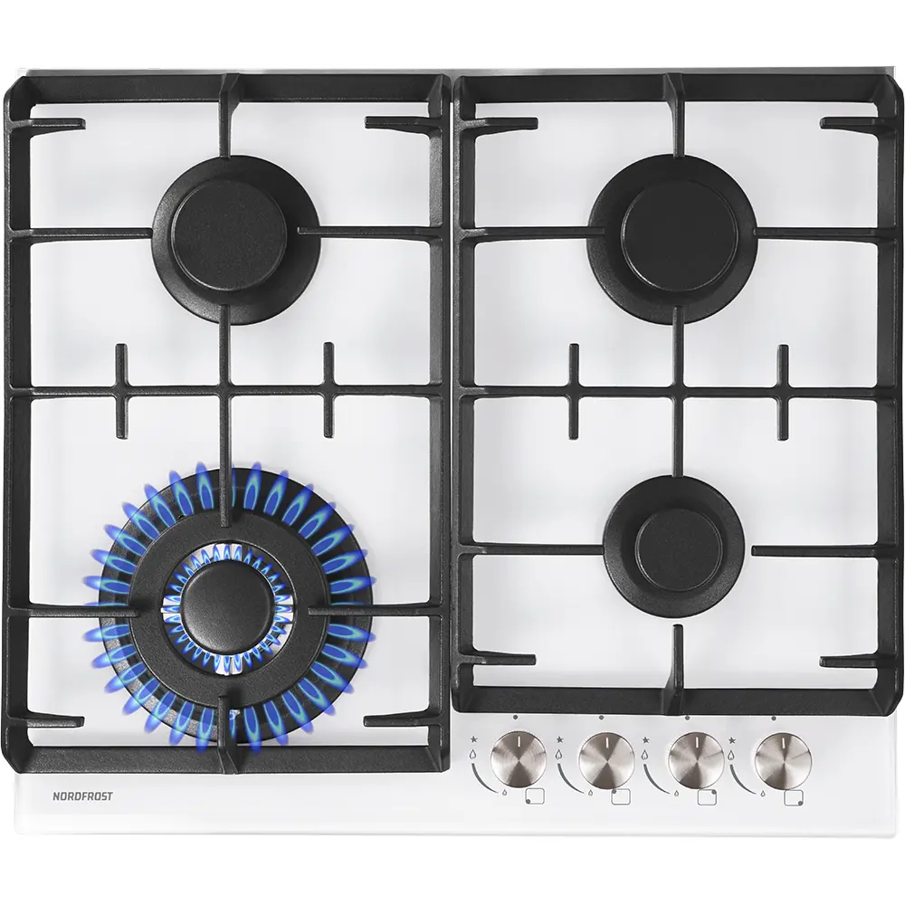 Изображение товара Газовая варочная панель NORDFROST HM 6044 B 58 см черное стекло 4 конфорки