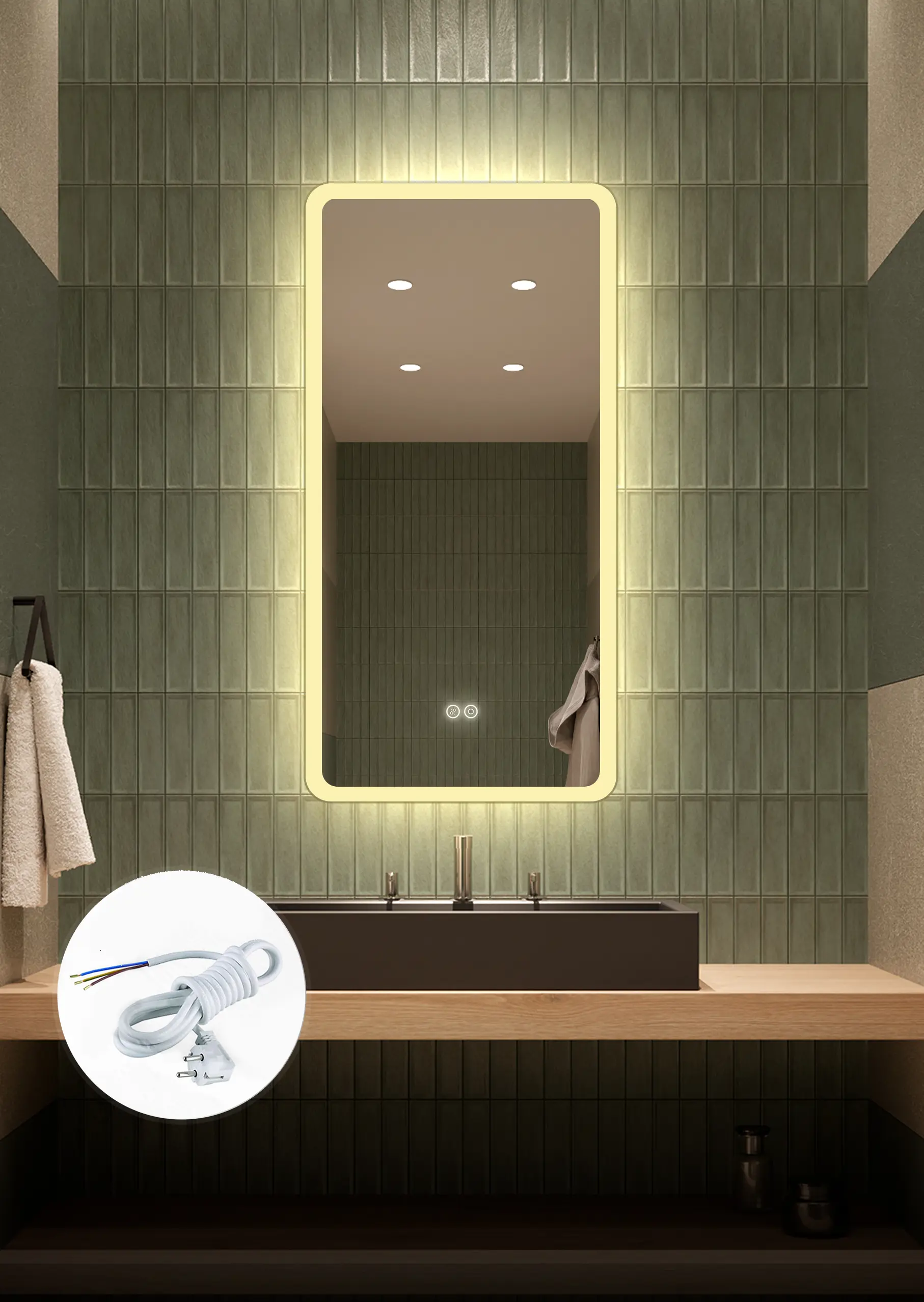 Изображение товара Зеркало для ванной Alfa mirrors Di-49AVt с подсветкой 40x90 см сенсорное управление