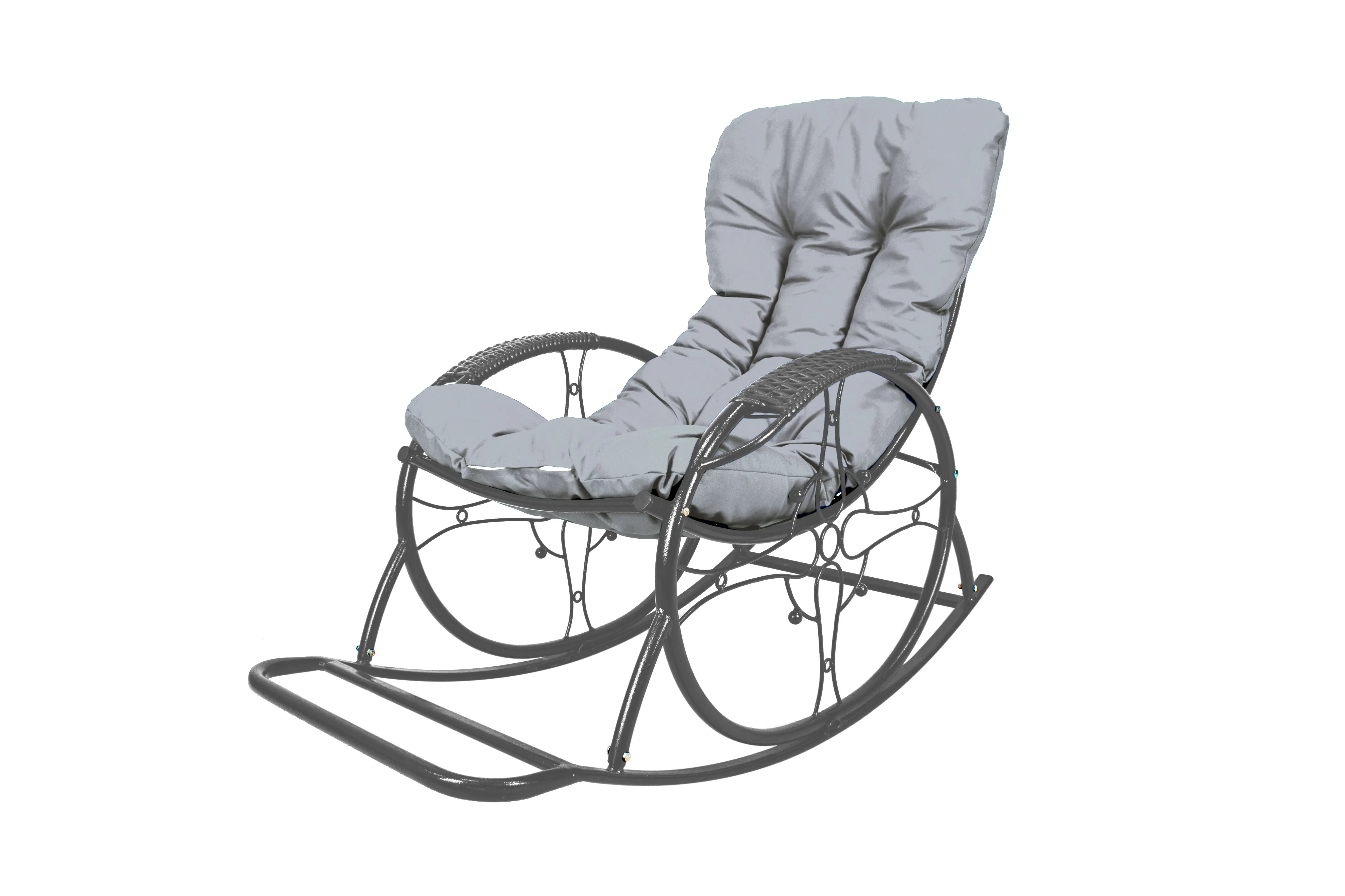 Изображение товара Кресло-качалка M-group 11680309 Люкс 107 см x 107 см x 75 см искусственный ротанг серый/серебристый