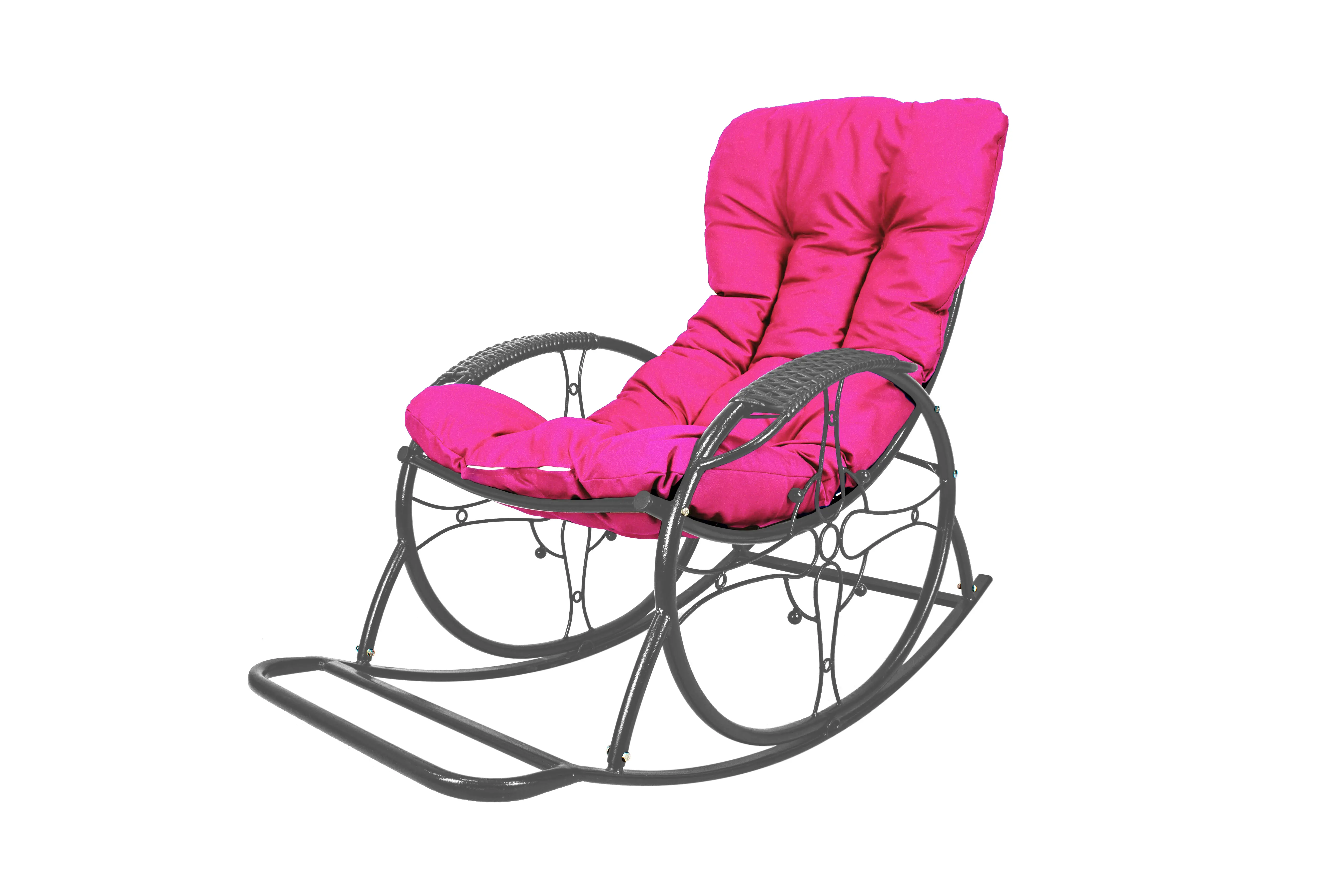 Изображение товара Кресло-качалка M-group 11680308 Люкс 107 см x 107 см x 75 см искусственный ротанг серый/серебристый