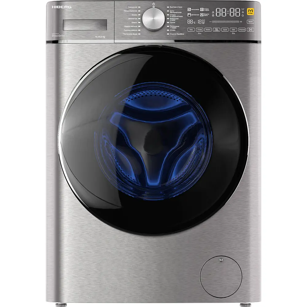 Изображение товара Стиральная машина с сушкой Hiberg I-ddq8 - 10614 ss 60x85x58 см 10 кг цвет нержавеющая сталь