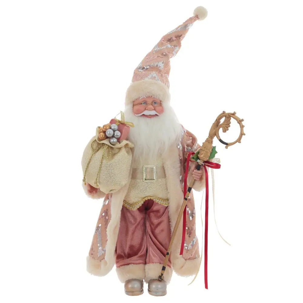 Изображение товара Новогодняя фигурка Дед Мороз 70 см, розовый, текстиль/ПВХ