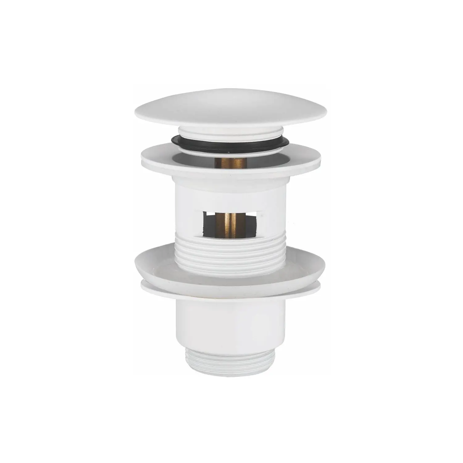 Изображение товара Донный клапан для раковины ROSE RS01С с механизмом click-clack, белый, 9.6 см