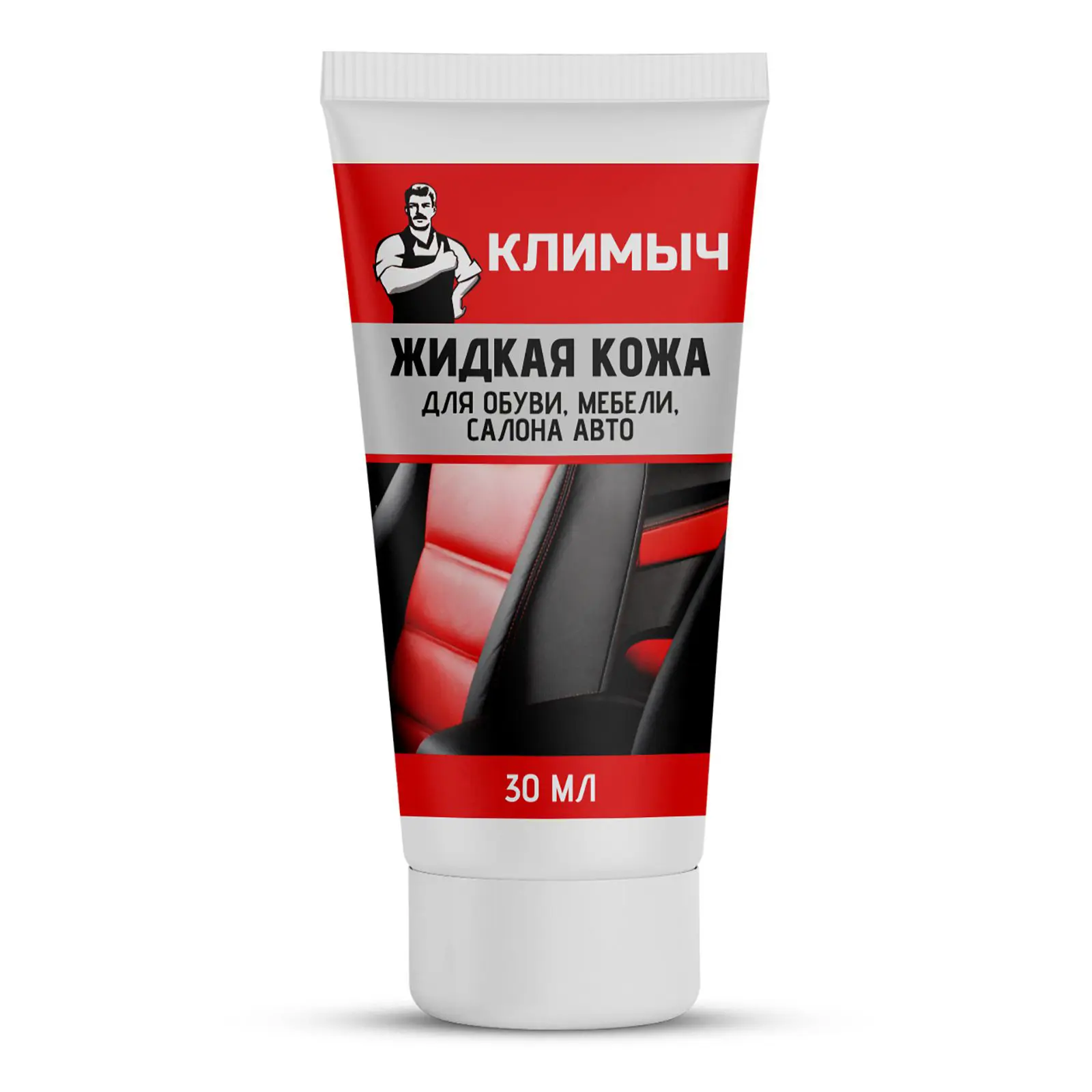 Изображение товара Средство для изделий из кожи Климыч CLM0069 Жидкая кожа для обуви мебели салона авто цвет черный 20 мл