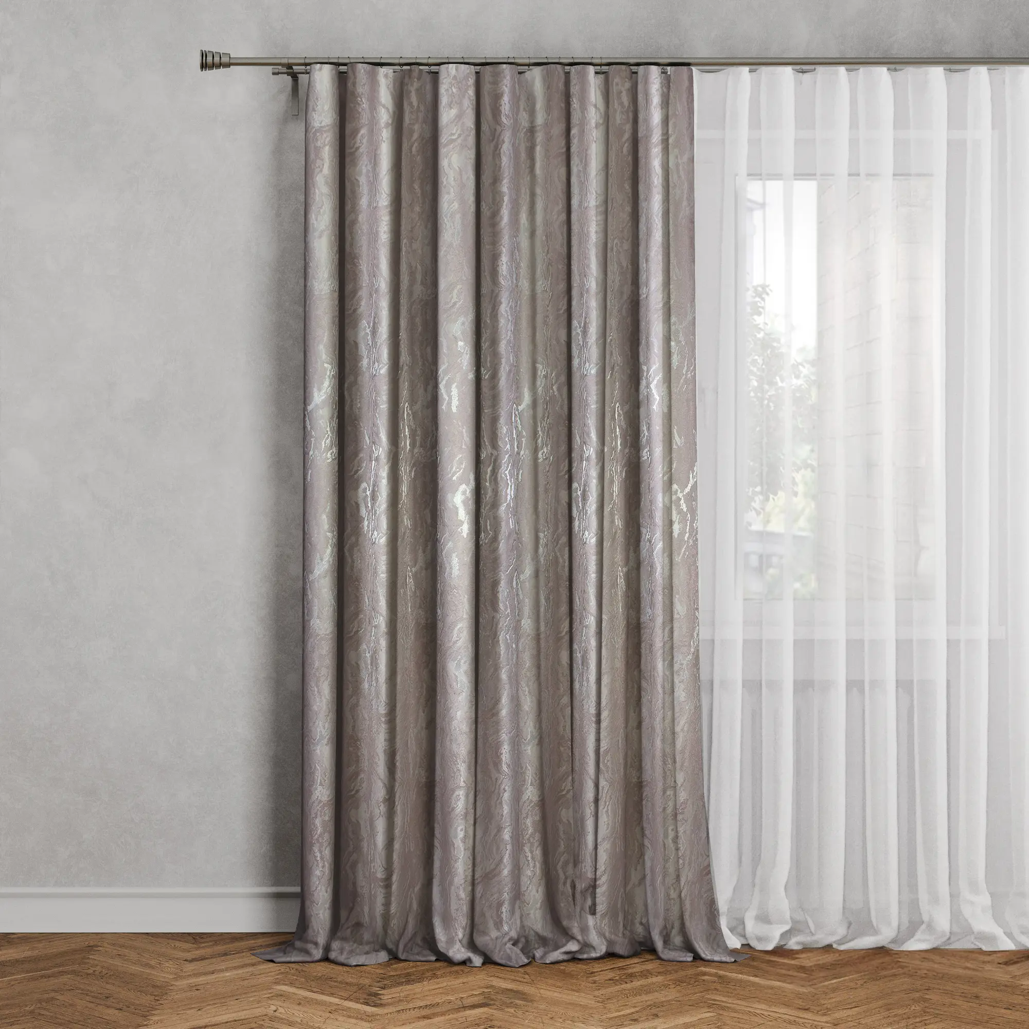 Изображение товара Штора на ленте Шарлотт 200x280 см бежевый жаккард светонепроницаемая