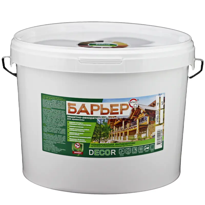 Изображение товара Защитно-декоративный антисептик Барьер-Decor полуматовый черное дерево 10 кг