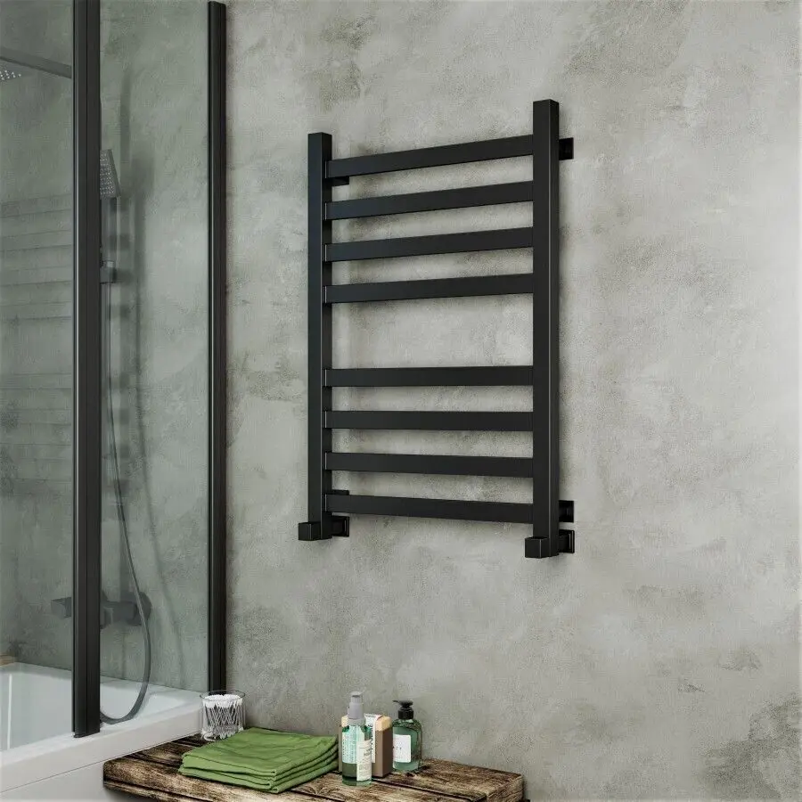 Изображение товара Полотенцесушитель водяной Маргроид Хелми П(4+4) 4690569126783 скрытое подключение 50x80 см нержавеющая сталь 1/2" цвет черный матовый