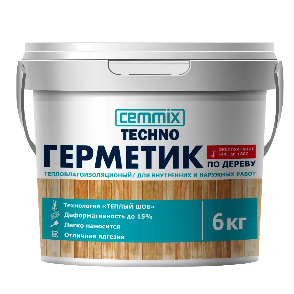 Изображение товара Герметик для Теплых швов Cemmix акрил для деревянных поверхностей мед ведро 6 кг