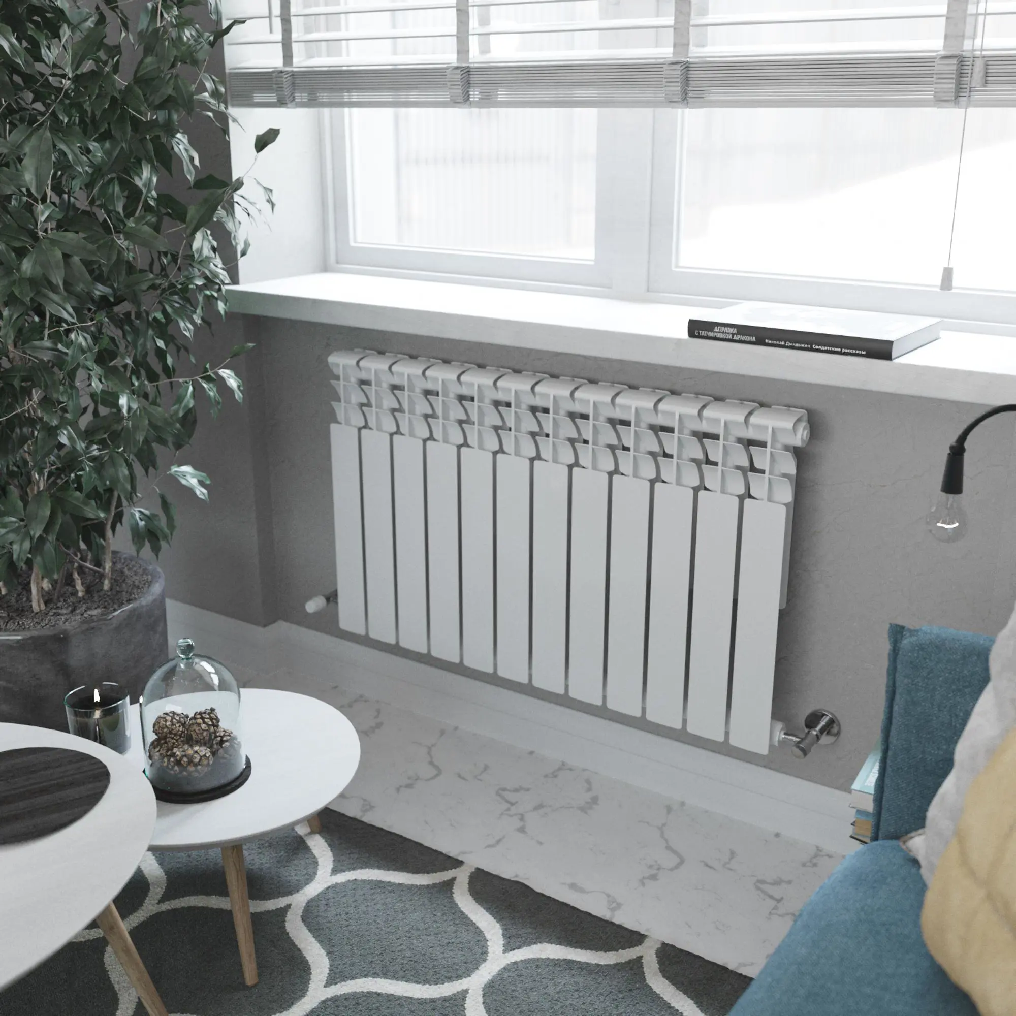 Изображение товара Радиатор Konner 80/500 4 секций боковое подключение алюминий белый