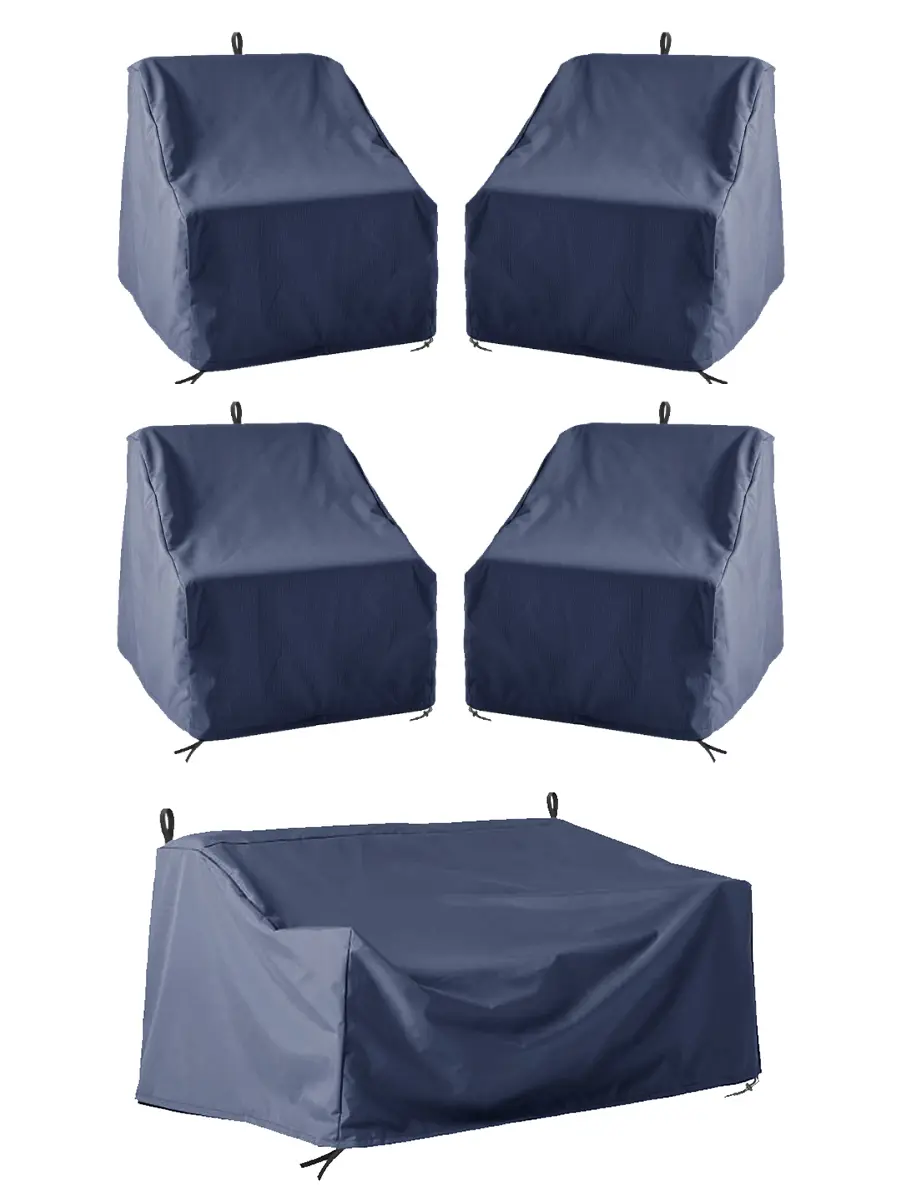 Изображение товара Комплект чехлов для дивана Tplus 1800x1000x800/550 мм и кресел 1010x960x950/720 мм 4 шт оксфорд 210 синий