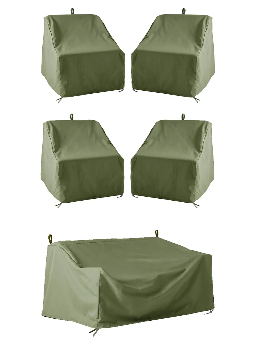Изображение товара Комплект чехлов Tplus для дивана 2000x1100x850 мм и кресел 1110x910x900/670 мм 4 шт оксфорд 210 олива