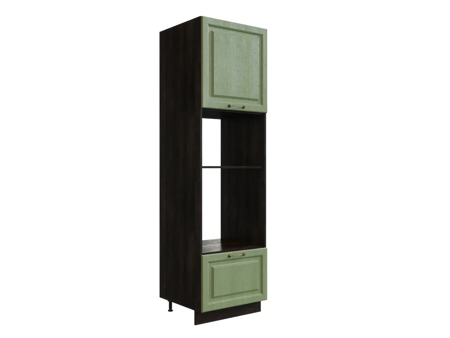 Изображение товара Напольный шкаф МС Ницца 60x213.20x57.40 см 1 дверь и ящиком под технику фасад светло-зеленый МДФ каркас дуб ЛДСП Сурская Мебель