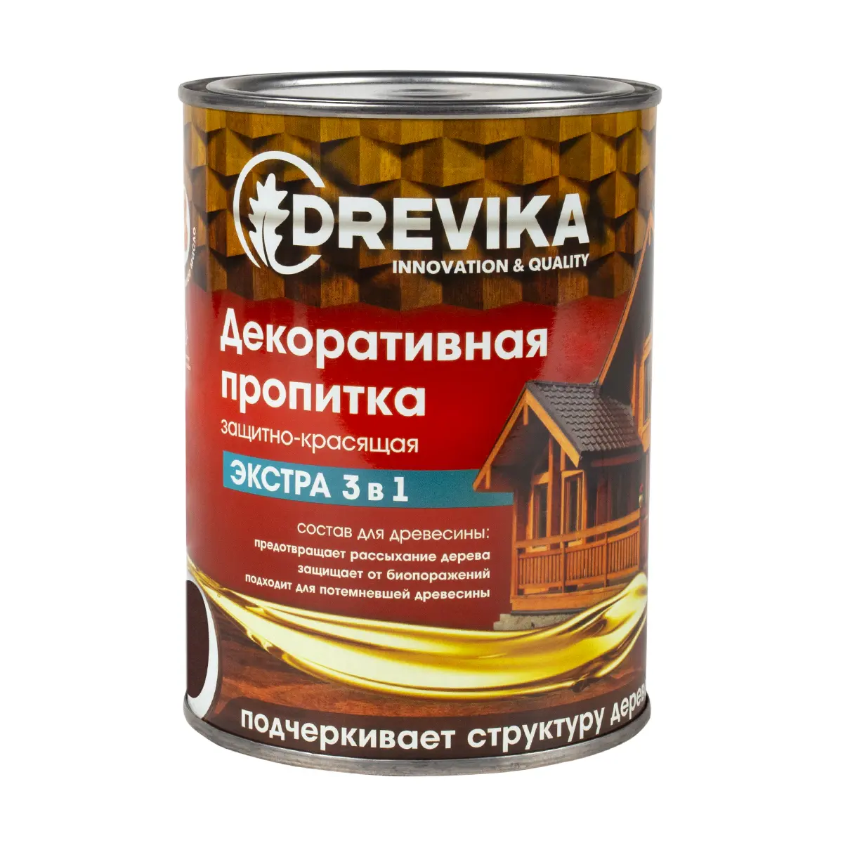 Изображение товара Пропитка древесины DREVIKA ЭКСТРА 3 В 1 3486 тик 0.8 л