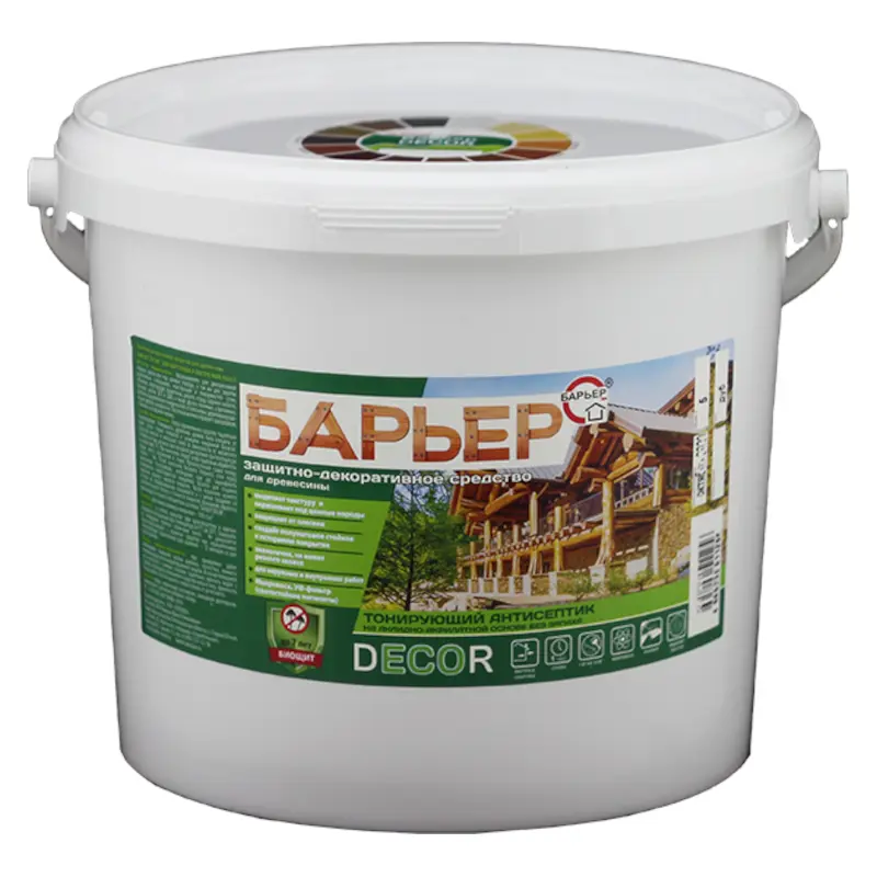 Изображение товара Защитно-декоративный антисептик для древесины Барьер-Decor дуб 5 кг полуматый