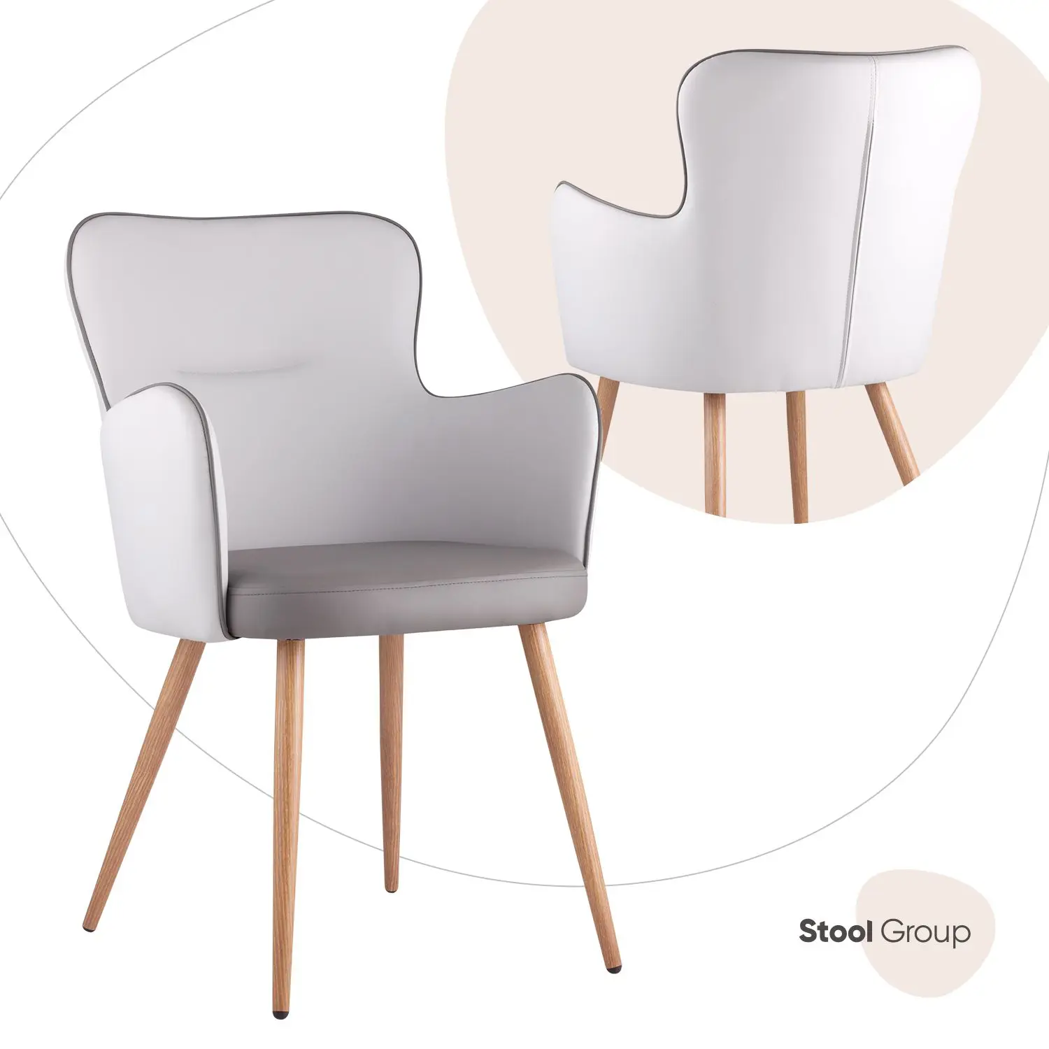 Изображение товара Стул кухонный современный из искусственной кожи с металлическими ножками