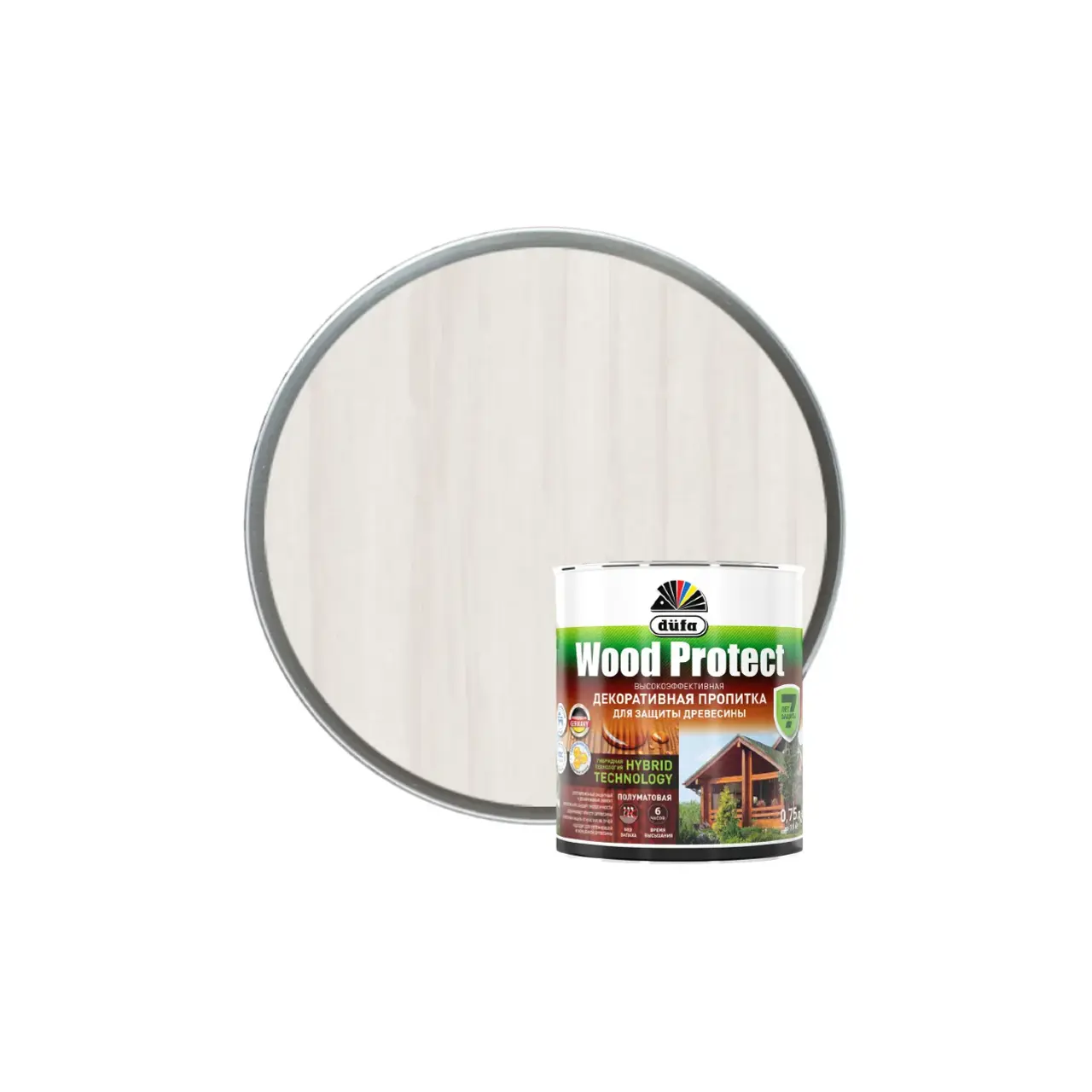 Изображение товара Пропитка для древесины Dufa Wood Protect матовая цвет белая 0.75 л