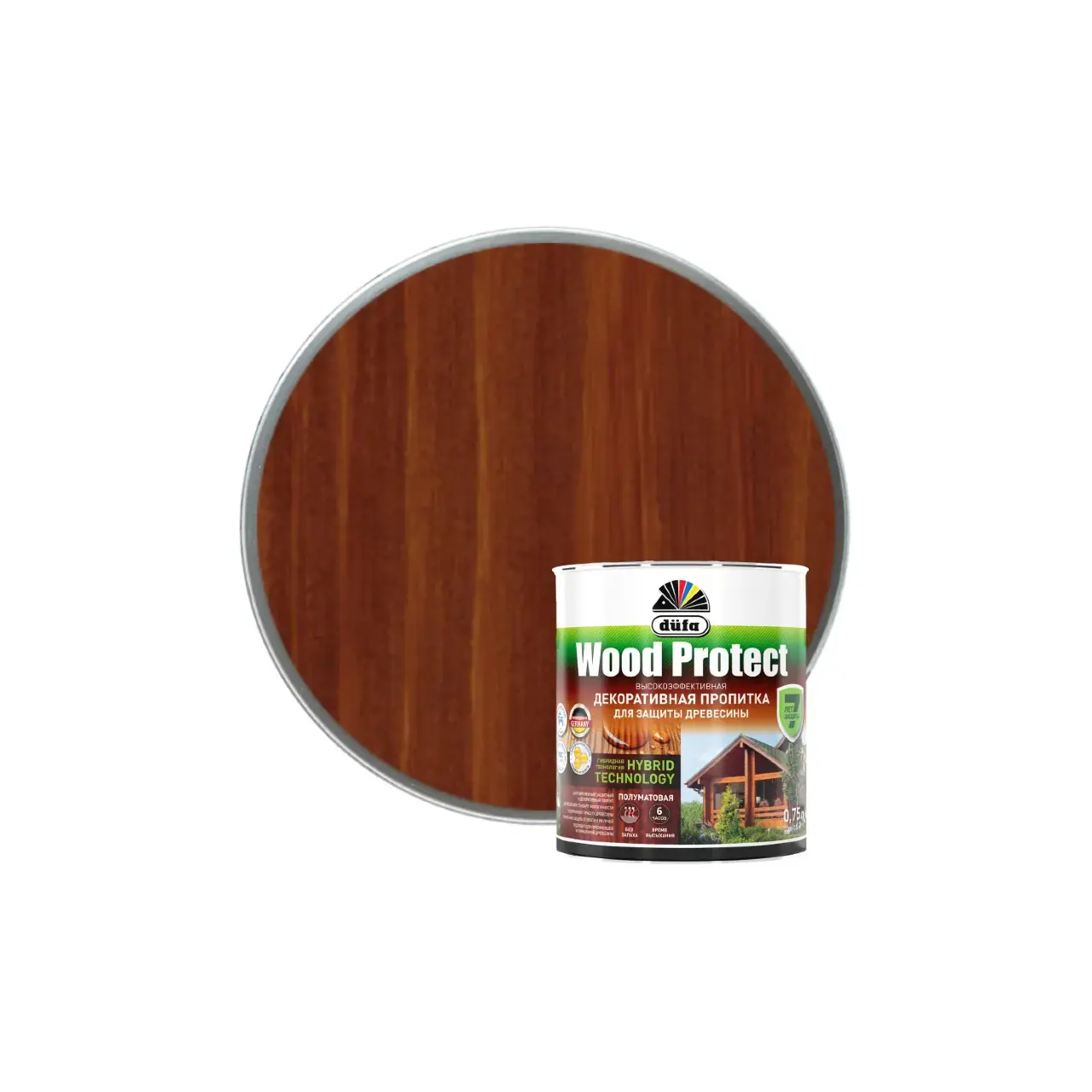 Изображение товара Декоративная пропитка для защиты древесины Dufa Wood Protect махагон 0.75 л