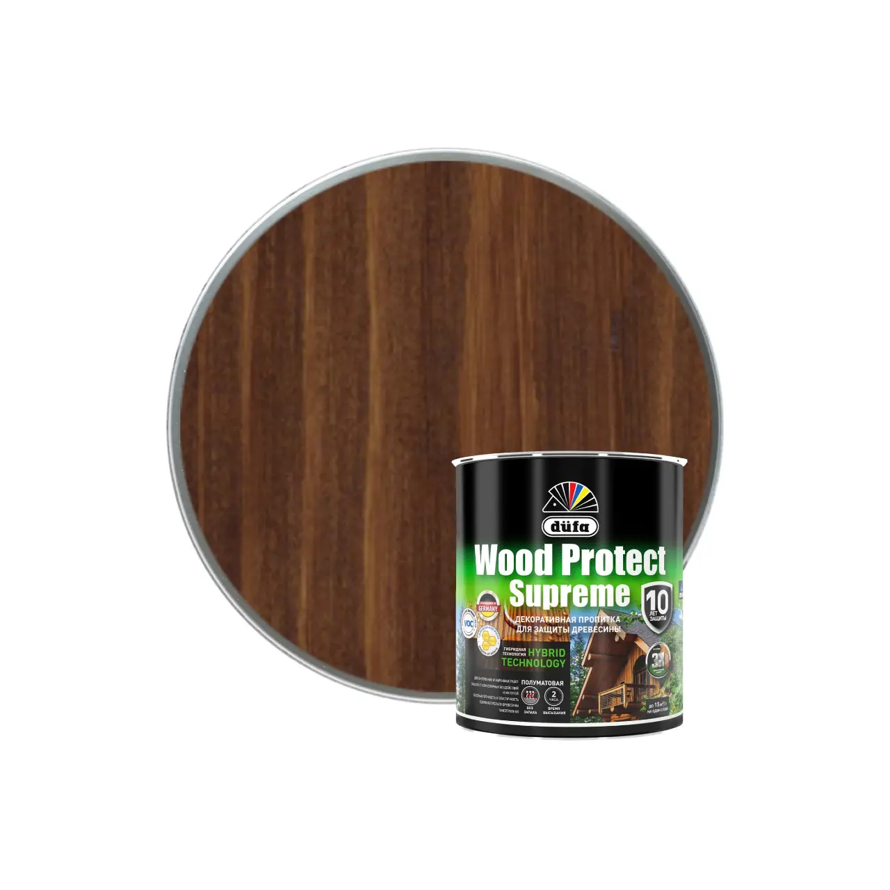 Изображение товара Высокопрочная пропитка по дереву Dufa Wood Protection Supreme орех 0.75 л защитное покрытие
