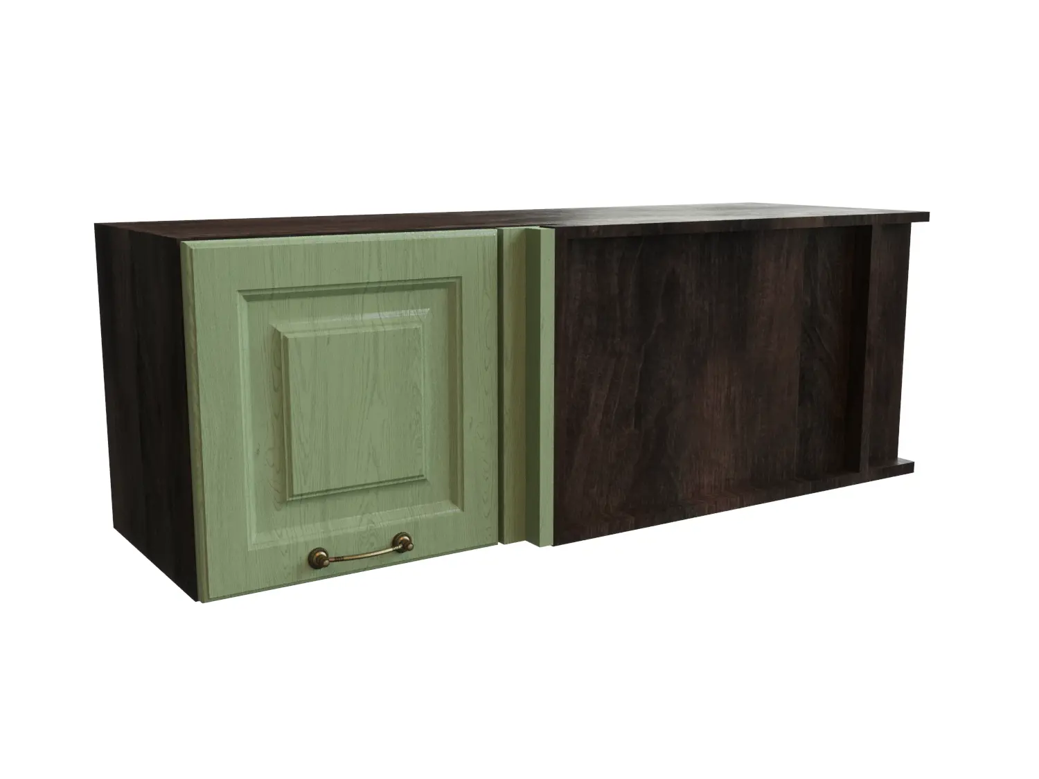 Изображение товара Навесной шкаф МС Ницца 1 дверь 100x35.80x65 см фасад светло-зеленый МДФ каркас дуб ЛДСП Сурская Мебель