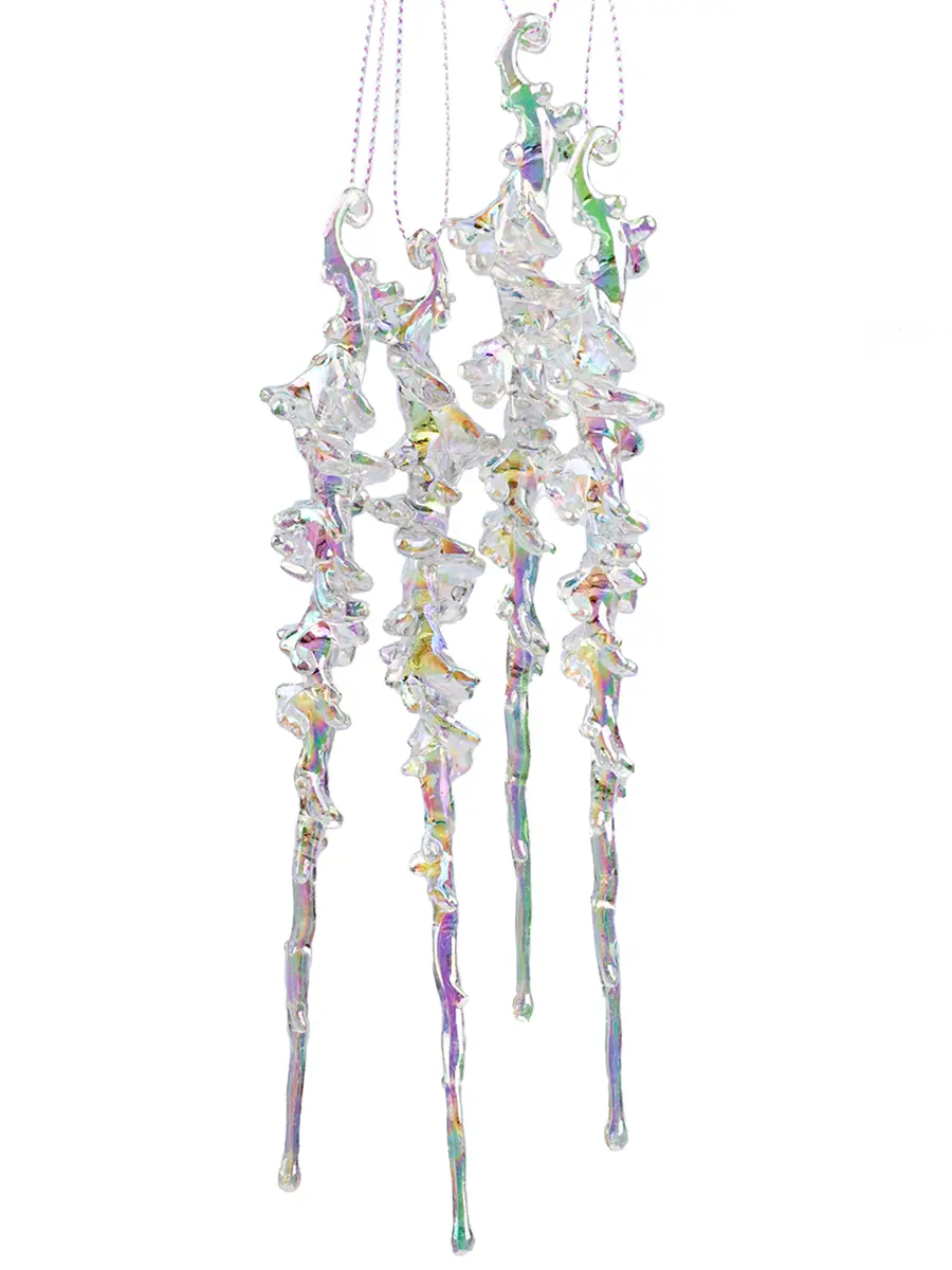 Изображение товара Украшение елочное Сосульки разноцветный 4 шт h15 см