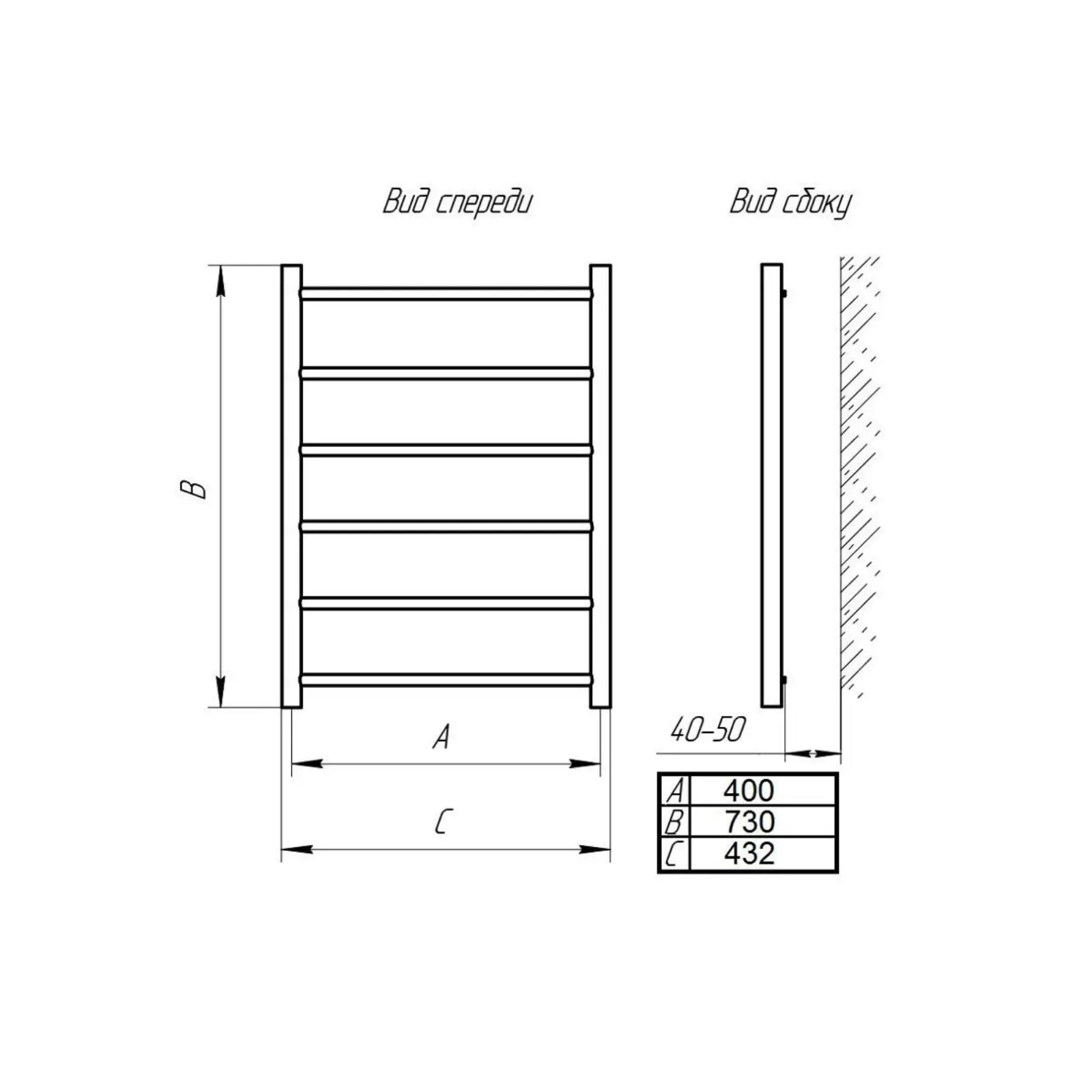 Изображение товара Полотенцесушитель водяной Тера Классика П6 40x80 см 1/2" нержавеющая сталь