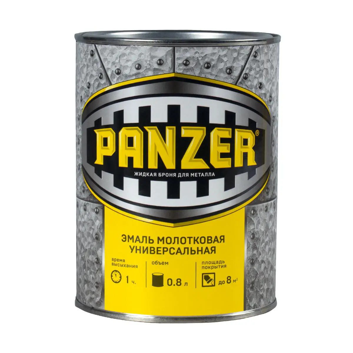 Изображение товара Эмаль универсальная Panzer молотковая серебристая 0.8 л
