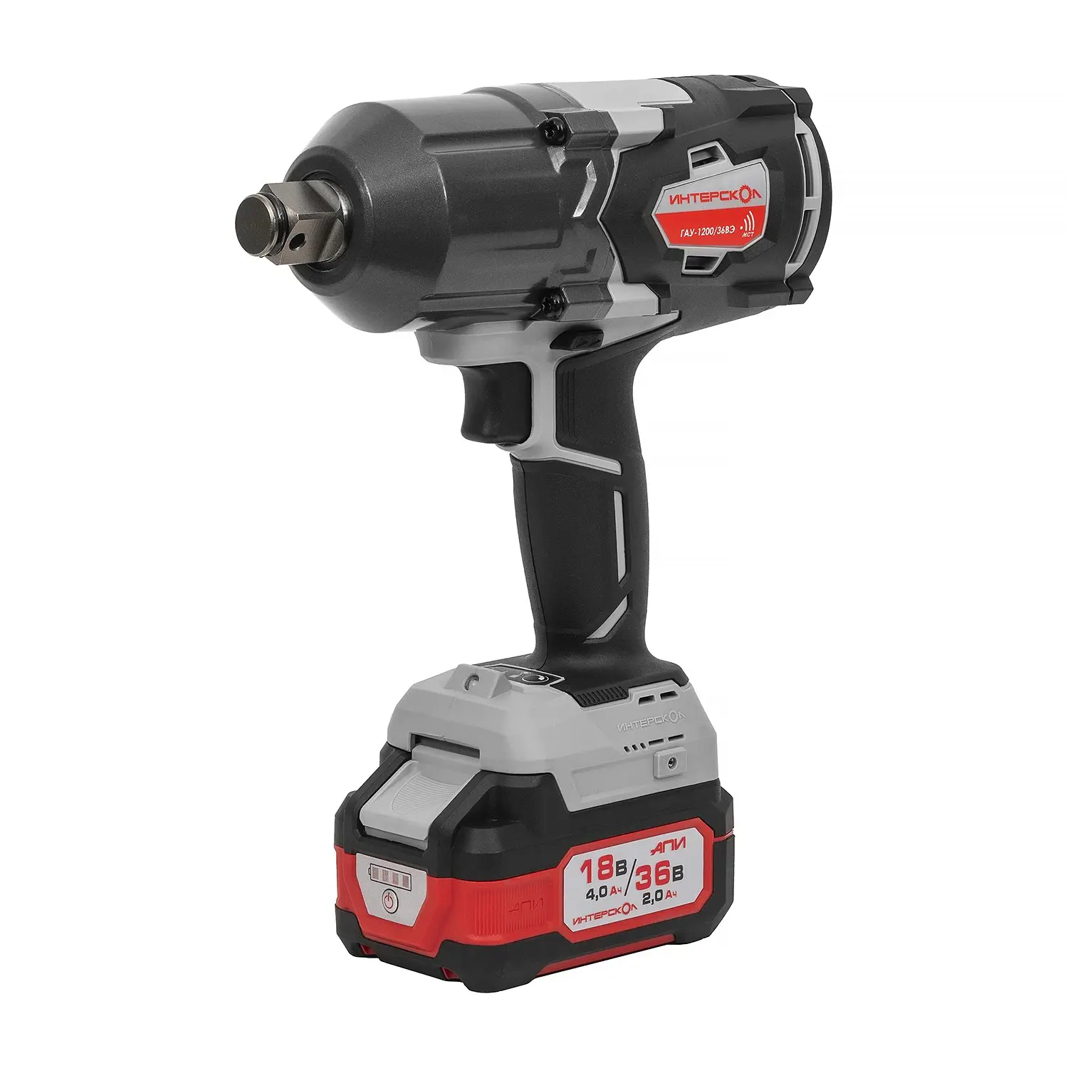 Изображение товара Аккумуляторный ударный гайковерт Интерскол ГАУ1200/36ВЭ 36 В, 1200 Нм, бесщеточный