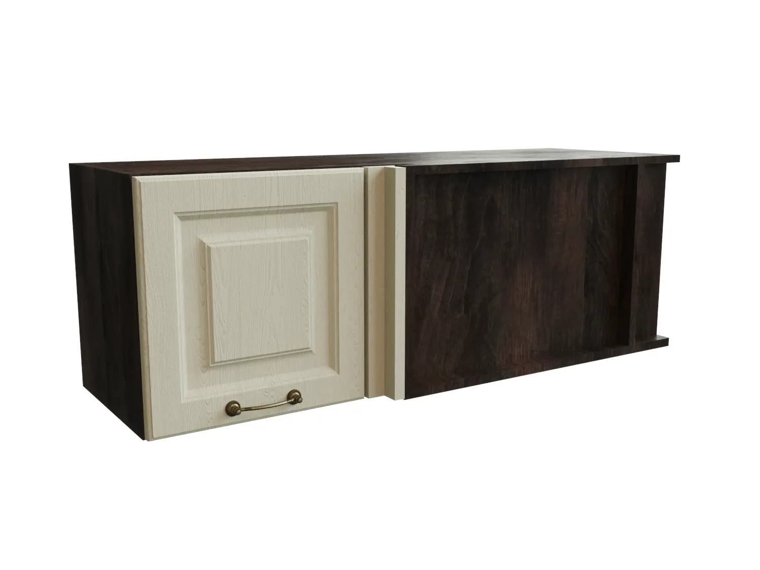 Изображение товара Навесной шкаф МС Ницца 1 дверь 100x35.80x65 см фасад кремовый МДФ каркас белый ЛДСП Сурская Мебель