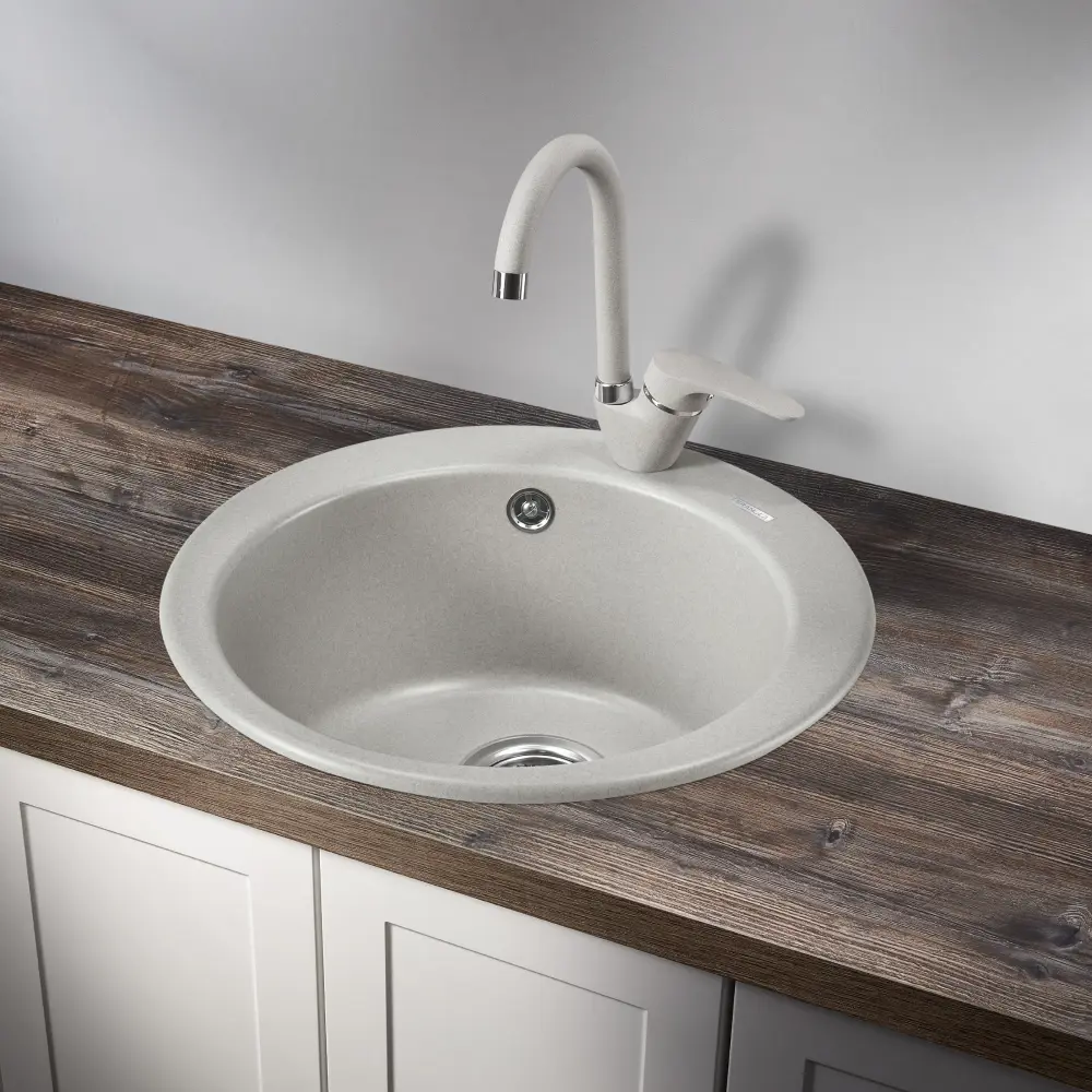 Изображение товара Мойка для кухни врезная Granula GR-4801 47.5x47.5 см глубина чаши 18.5 см кварц цвет светло-серый