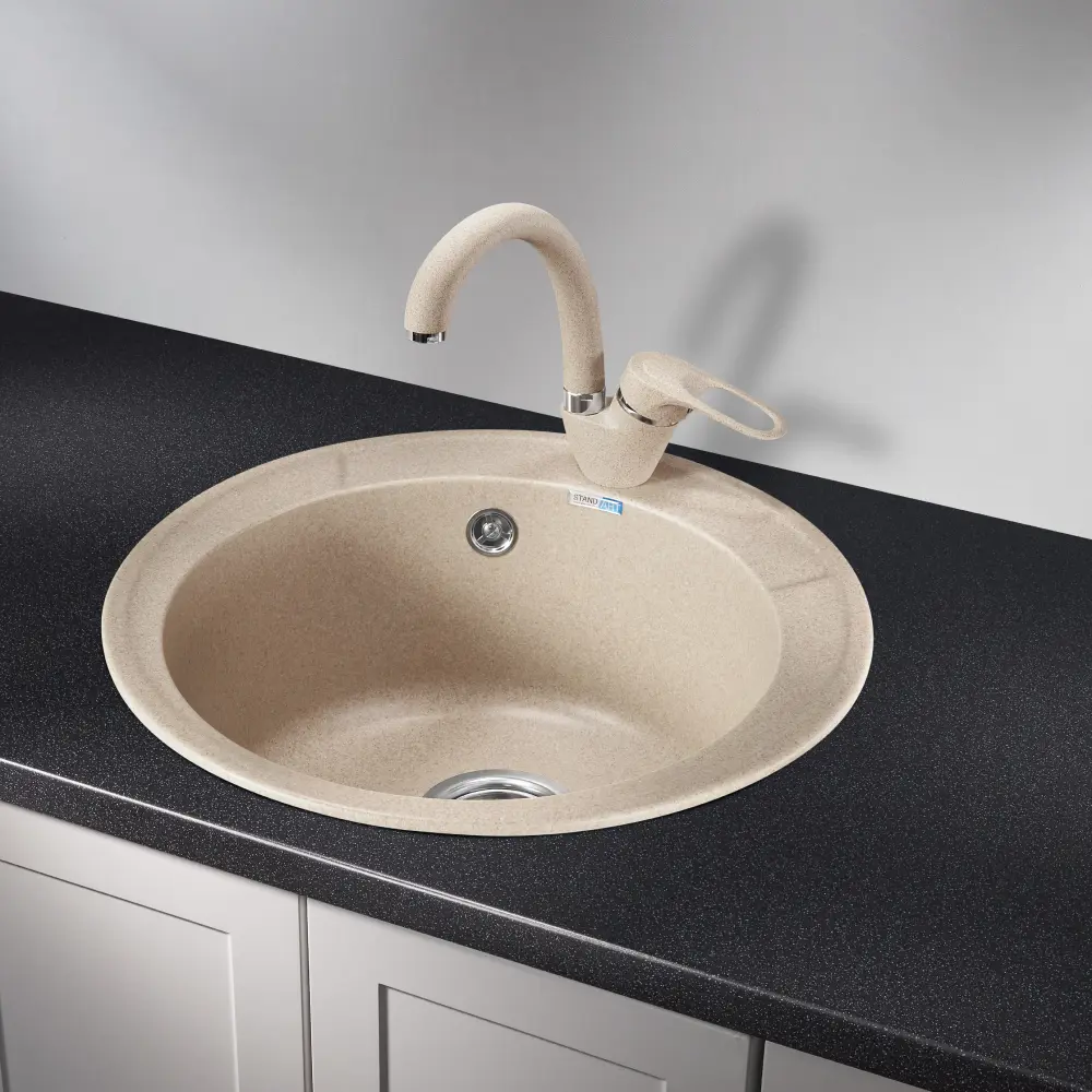 Изображение товара Мойка для кухни врезная Granula ST-4802 48x48 см глубина чаши 19 см кварц цвет бежевый