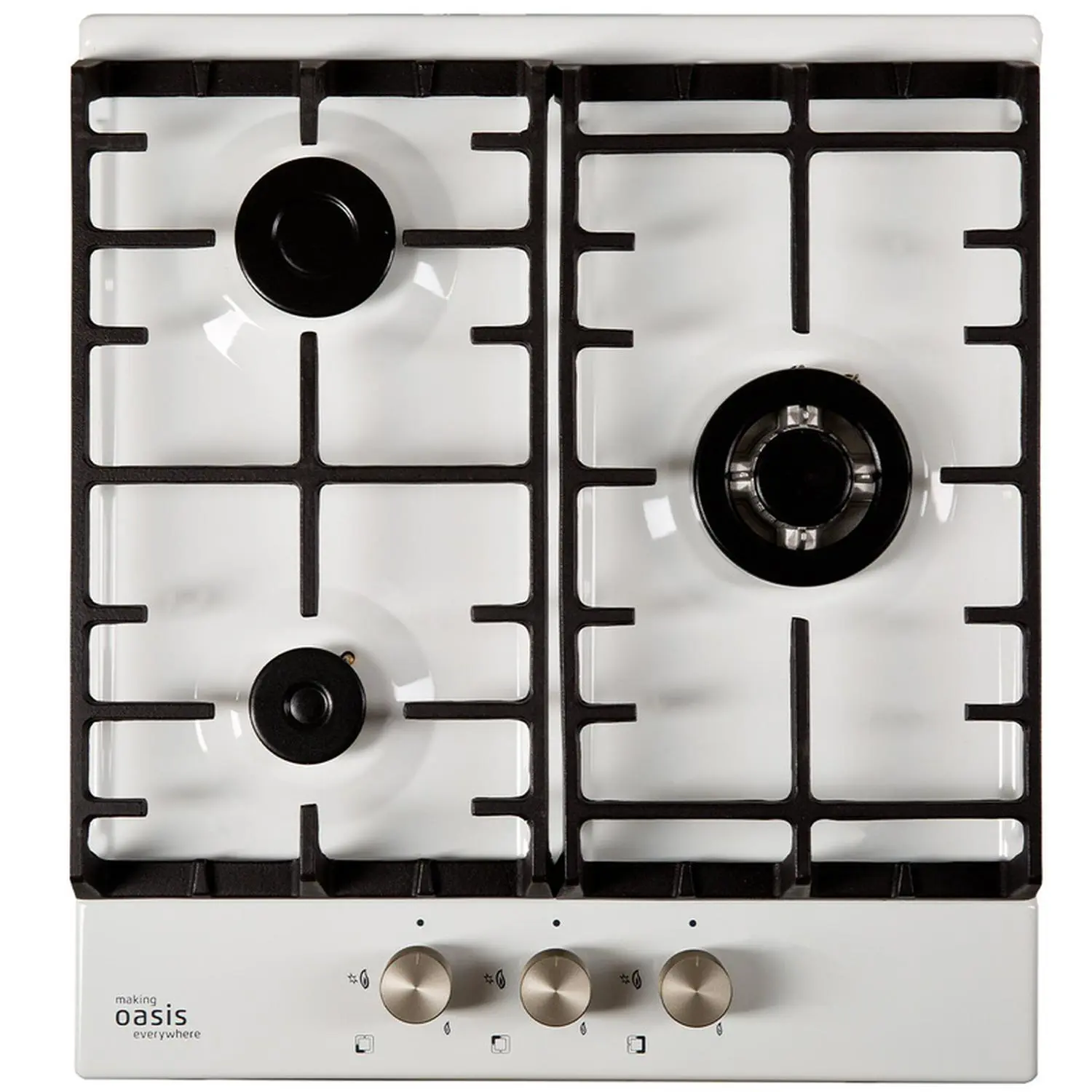Изображение товара Встраиваемая газовая варочная панель Oasis P-3MWT 139225 46 см 3 конфорки цвет белый
