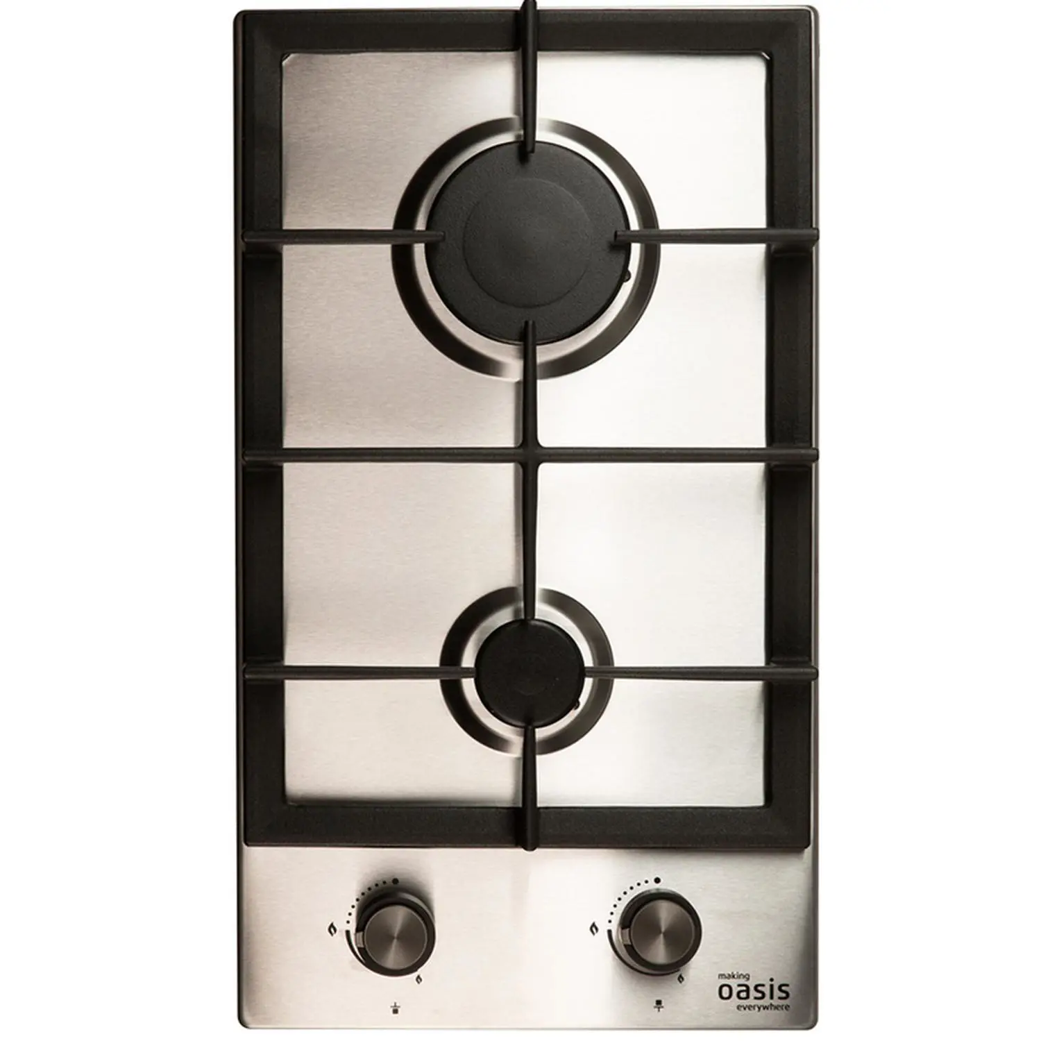 Изображение товара Встраиваемая газовая варочная панель Oasis P-MND 29 см 2 конфорки цвет нержавеющая сталь