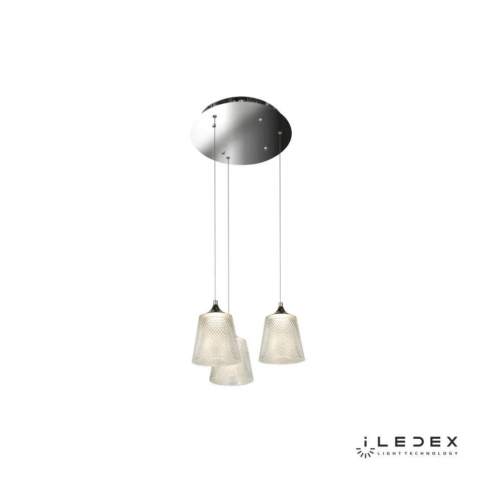 Изображение товара Люстра подвесная светодиодная Iledex Flora Wd8007-3-cr 3.43 м² теплый белый (желтый) свет цвет хром, белый