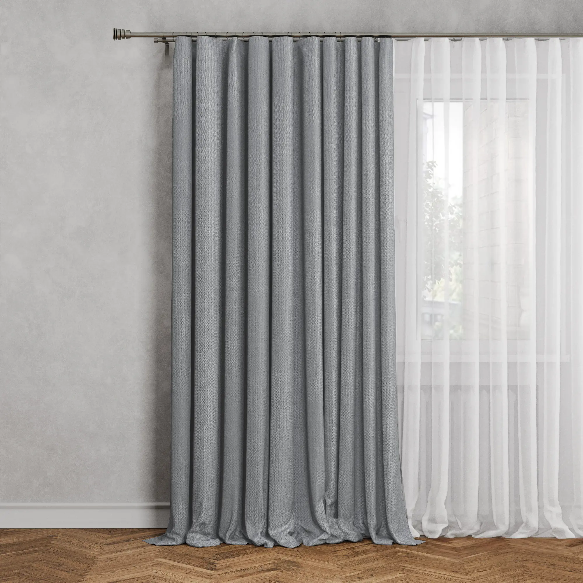 Изображение товара Штора на ленте Renata 140x280 см серый мягкий дизайн практичная ткань