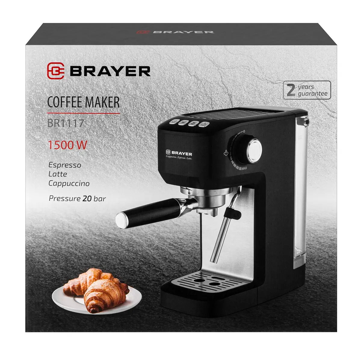 Изображение товара Рожковая кофеварка Brayer Br1117 цвет серебристо-черный