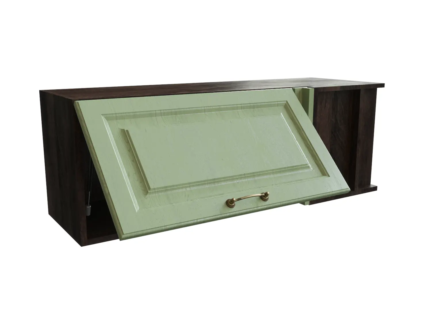 Изображение товара Навесной шкаф МС Ницца 1 дверь 100x35.80x35 см фасад светло-зеленый МДФ каркас дуб ЛДСП Сурская Мебель