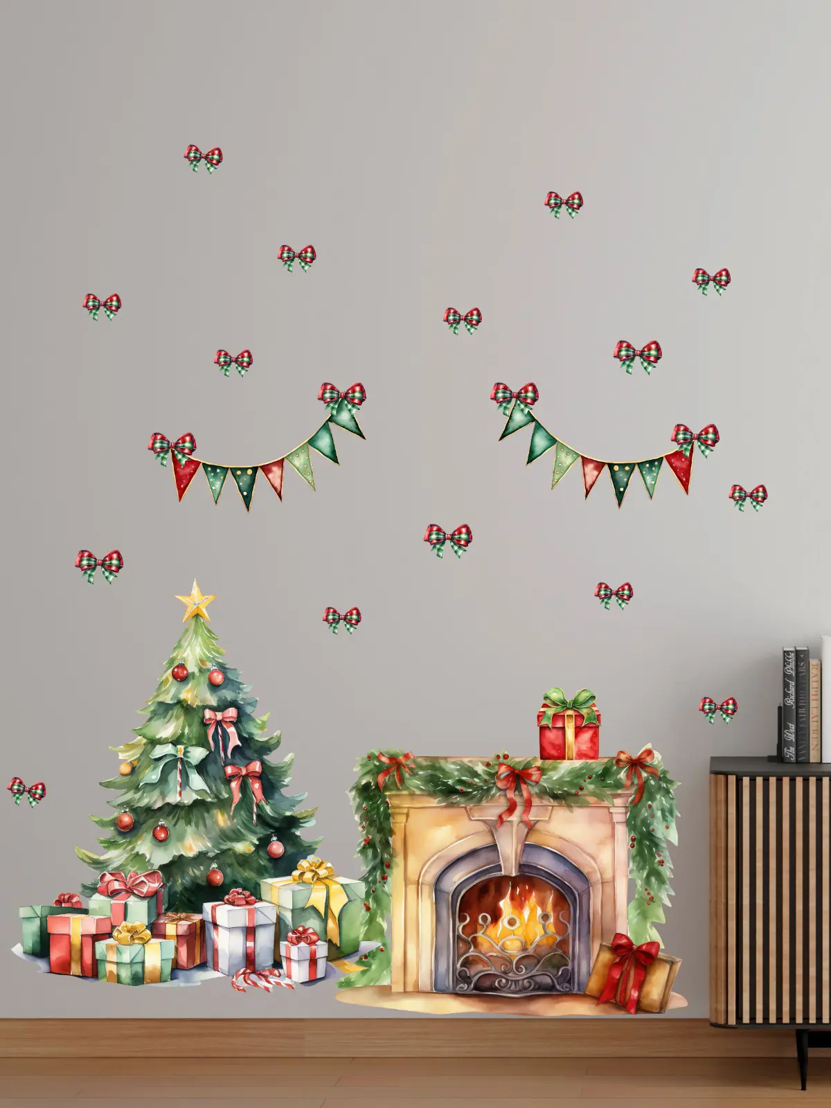 Изображение товара Наклейка Lisadecor Елка и камин 80 см х 7 см 1 шт